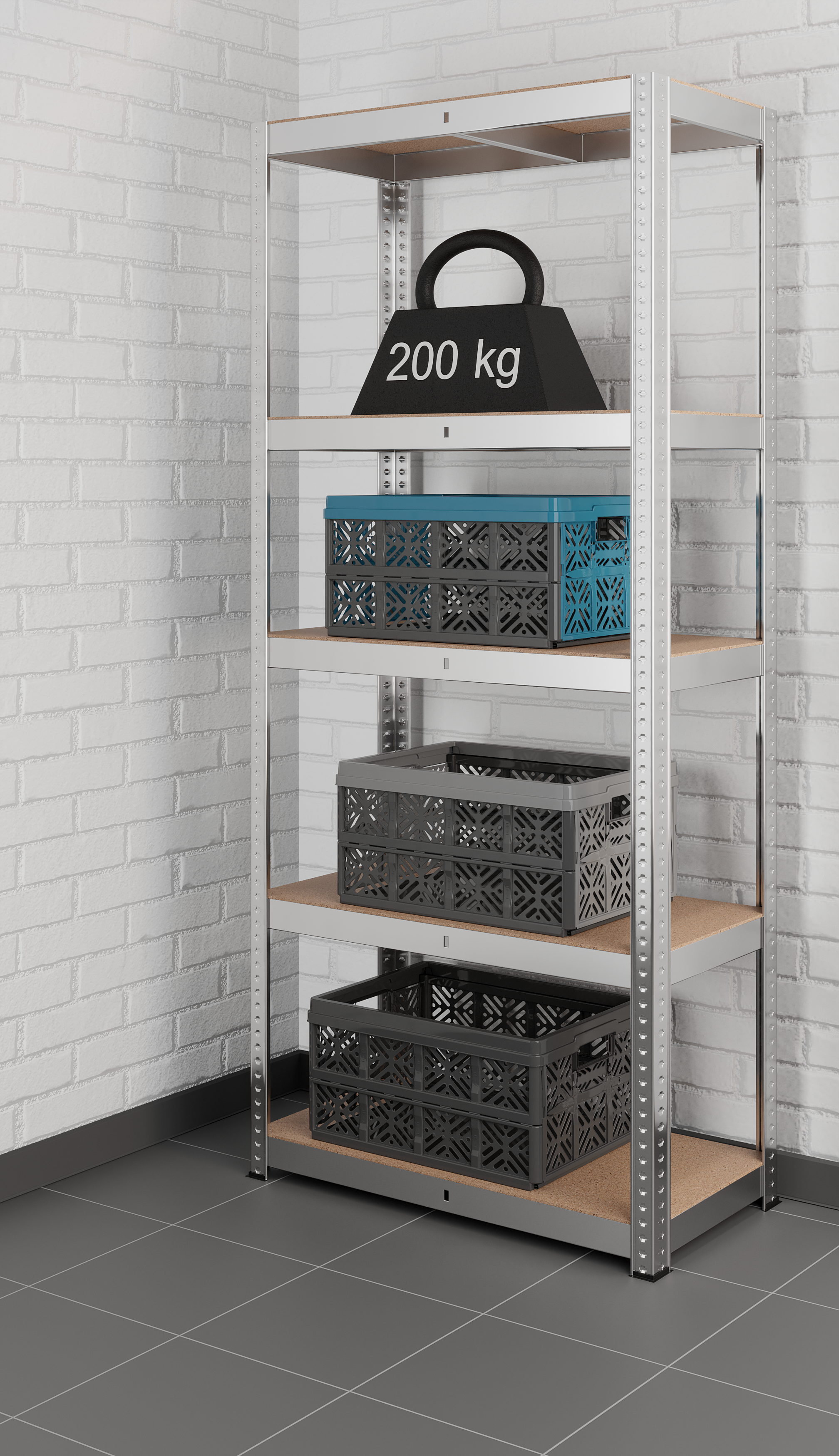 Regał metalowy 200 kg 179 x 80 x 40 cm 5P Galva Metalkas - 3