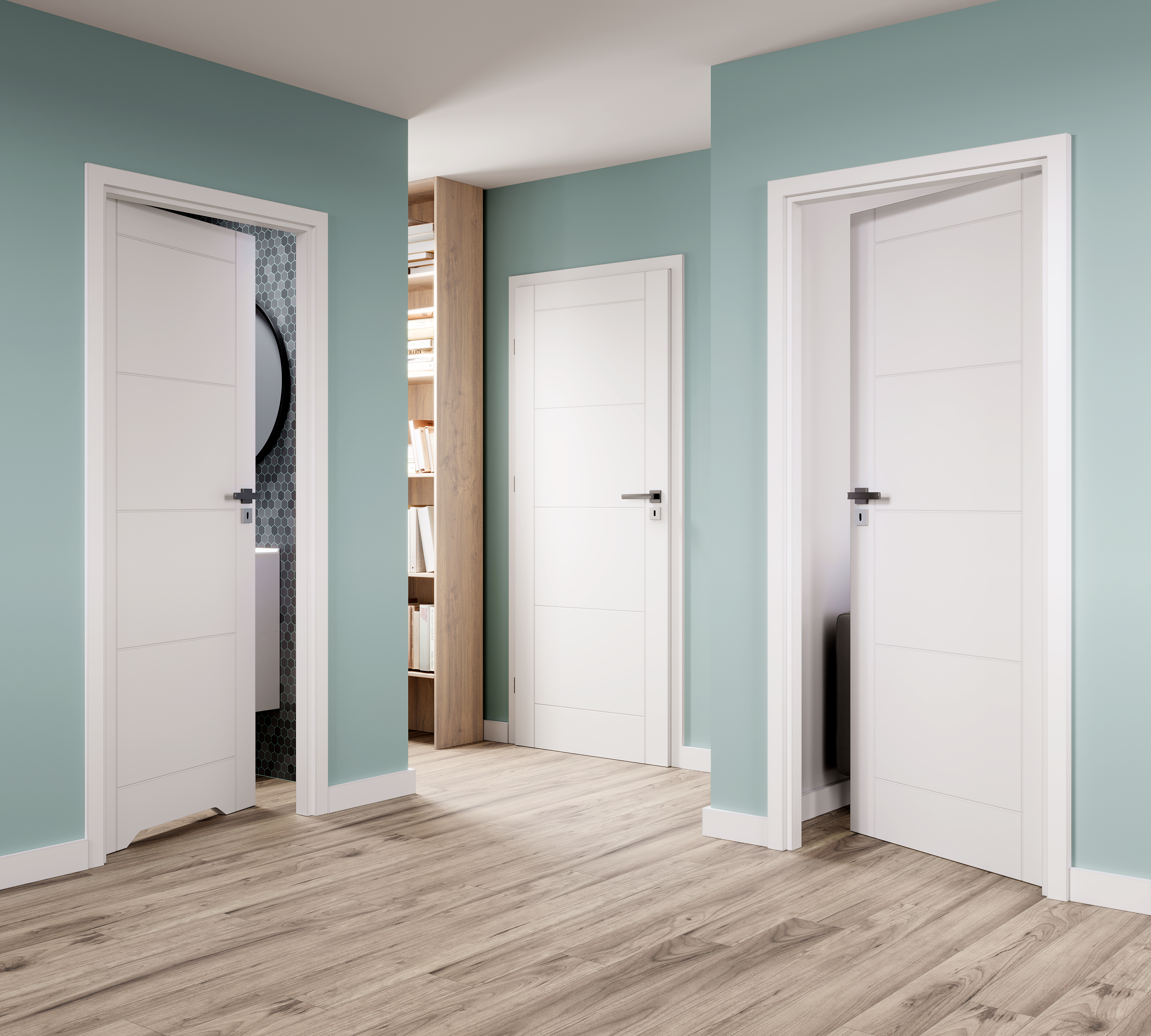 Drzwi wewnętrzne łazienkowe z podcięciem wentylacyjnym Trim W 80 Lewe Białe - 3