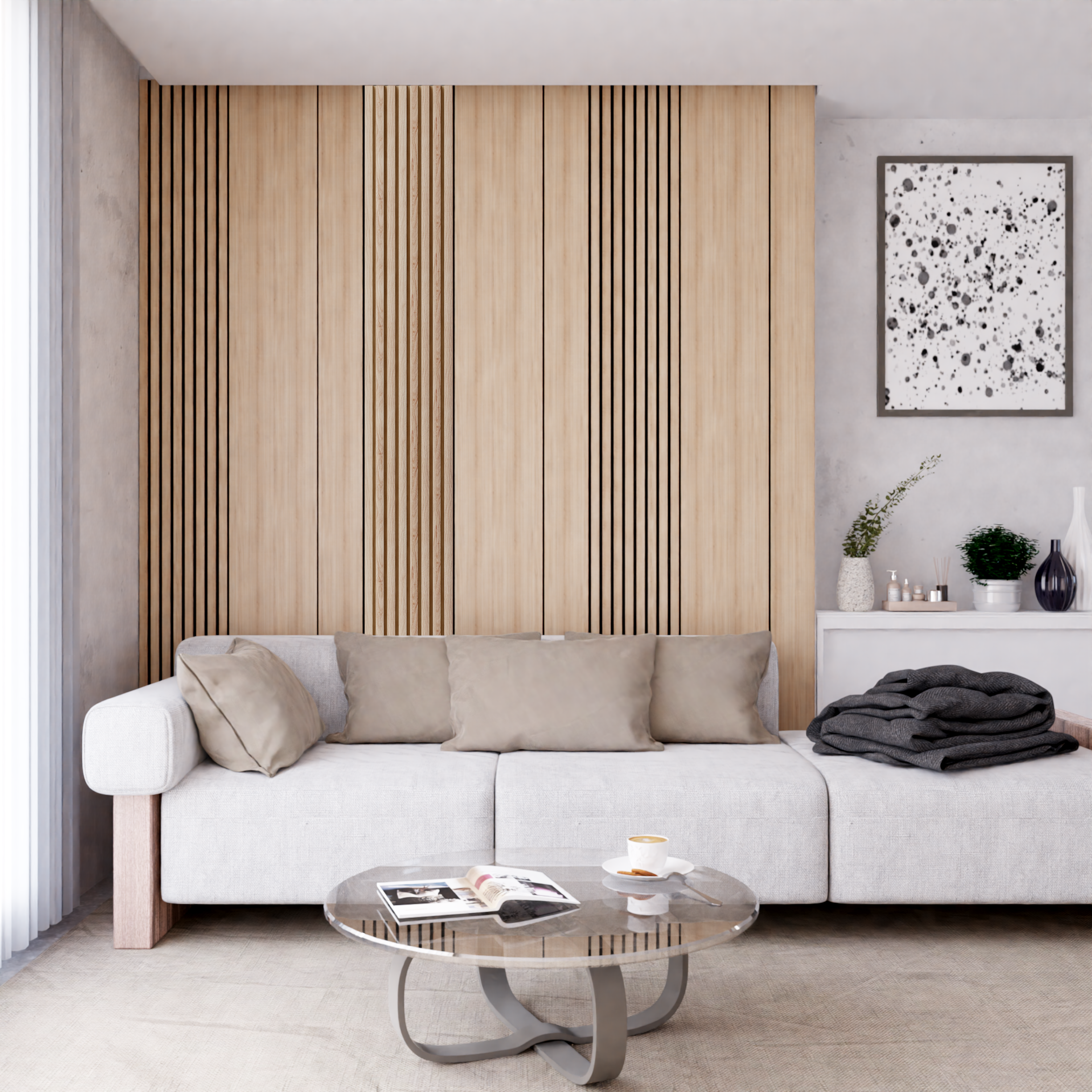 Panele ścienne modułowe pełne 265x15 cm Dąb Biszkopt HDF - 3