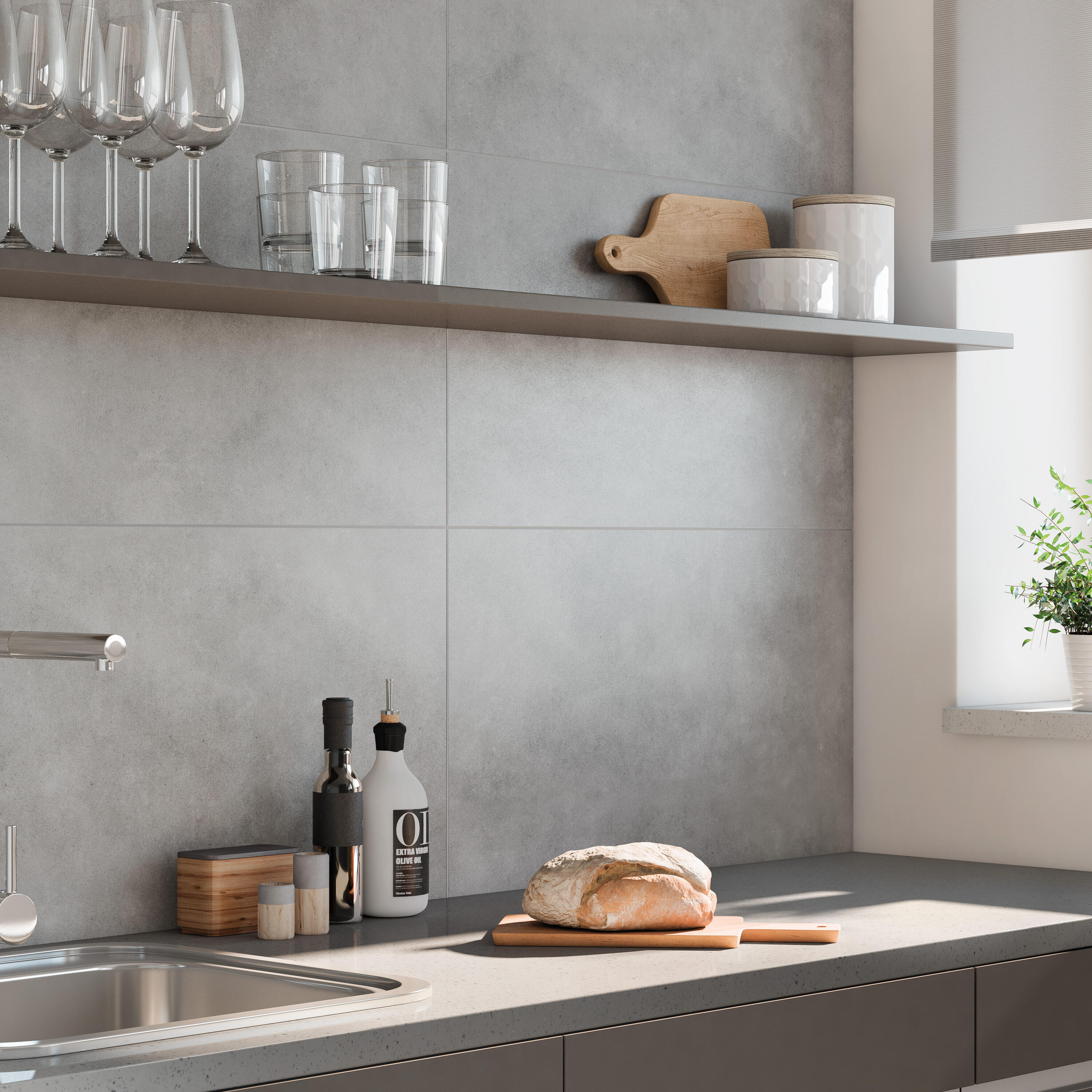 Panele winylowe ścienne wodoodporne do łazienki Beton Ciemny Szary 70 x 40 cm 2.24m2 Artens - 4