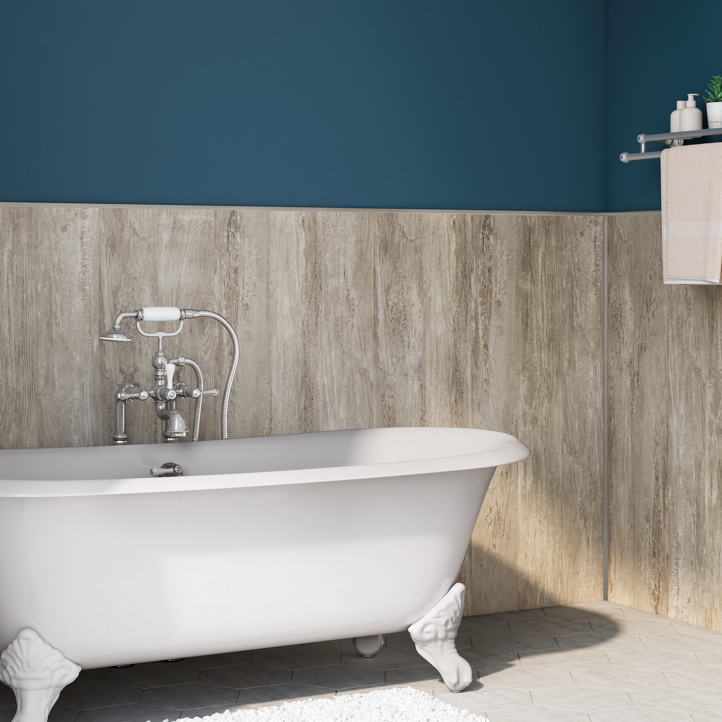 Revestimiento de pared decorativo efecto madera de PVC ARTENS Bali natural color roble gris de 120x16.7cm - 7