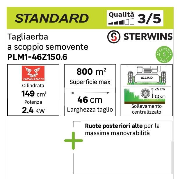 Tagliaerba a benzina semovente STERWINS PLM1-46Z150.6 da 149 cm³ L 46 cm - 4