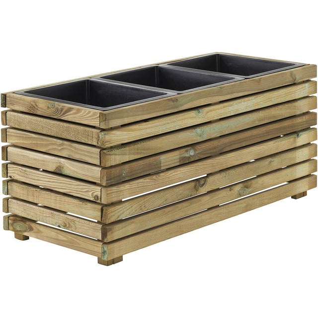 Jardinera rectangular de madera CERLAND 4017 90 x 40 x 40 cm marrón