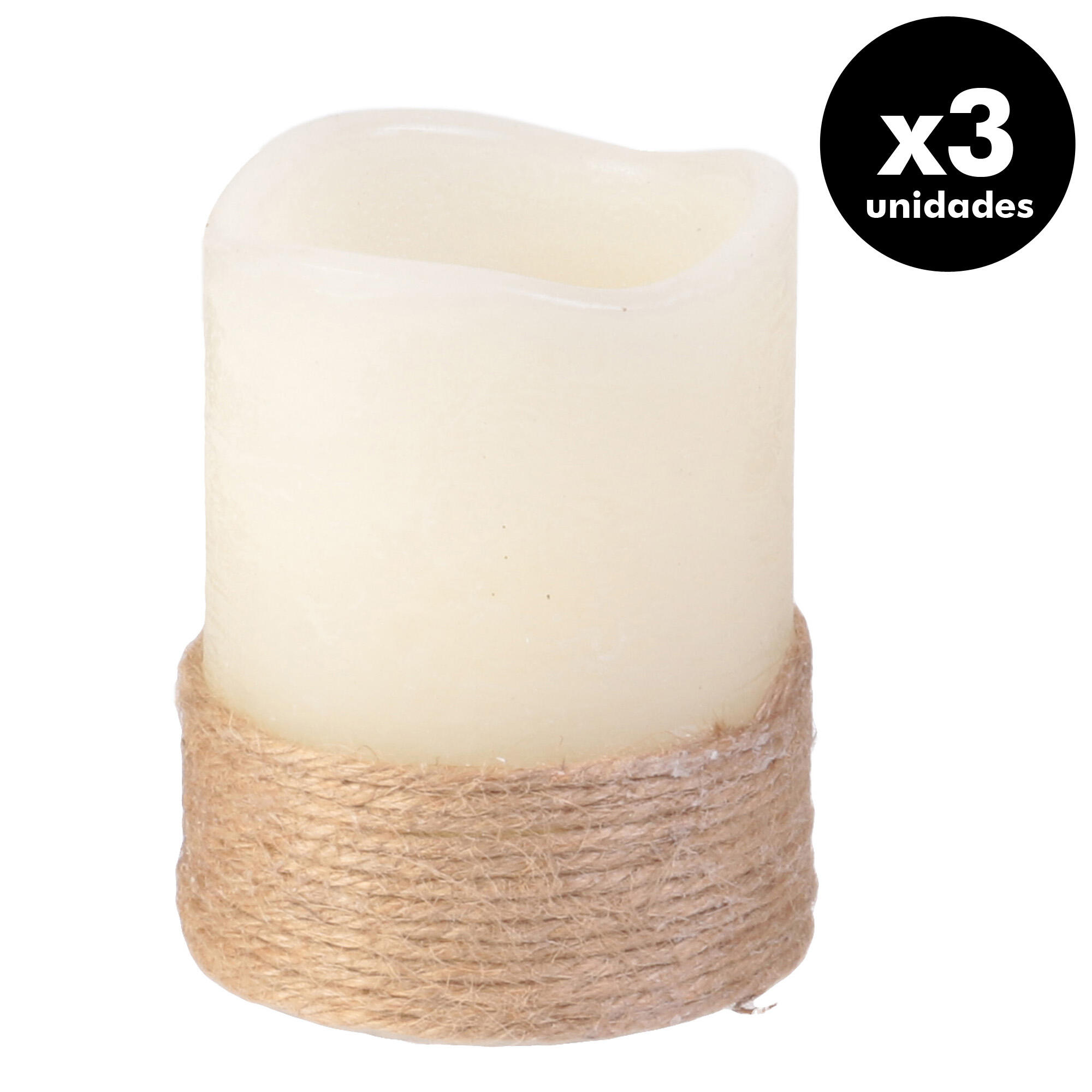 Pack de 3 velas LED base cuerda - 2