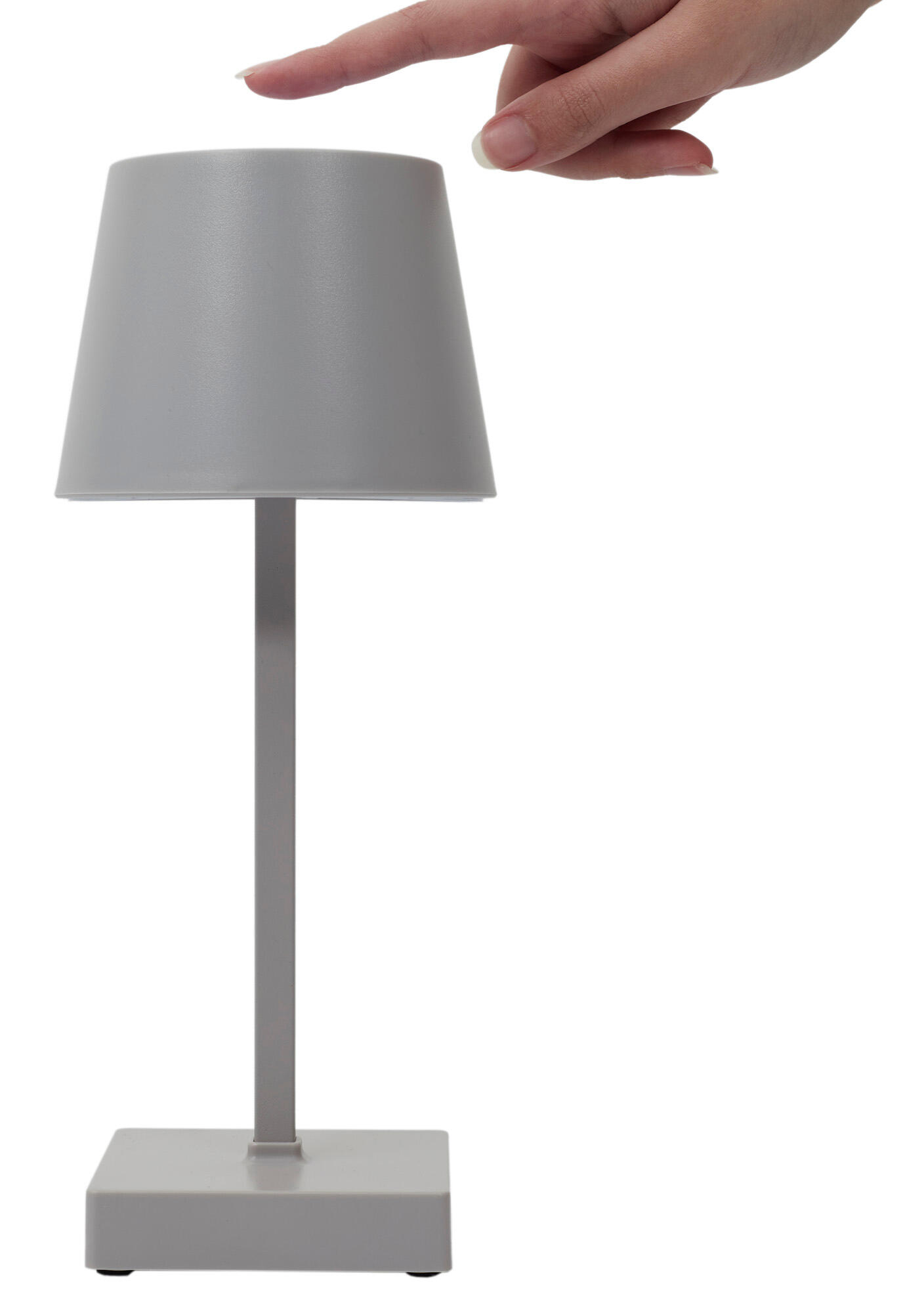 Lámpara de mesa táctil LED con control de la intensidad de la luz THE HOME DECO FACTORY con estructura gris pantalla gris luz cálida 3000K de pilas - 4