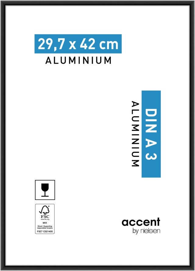 Cadre, H.42 x l.29.7 cm, aluminium noir, NIELSEN