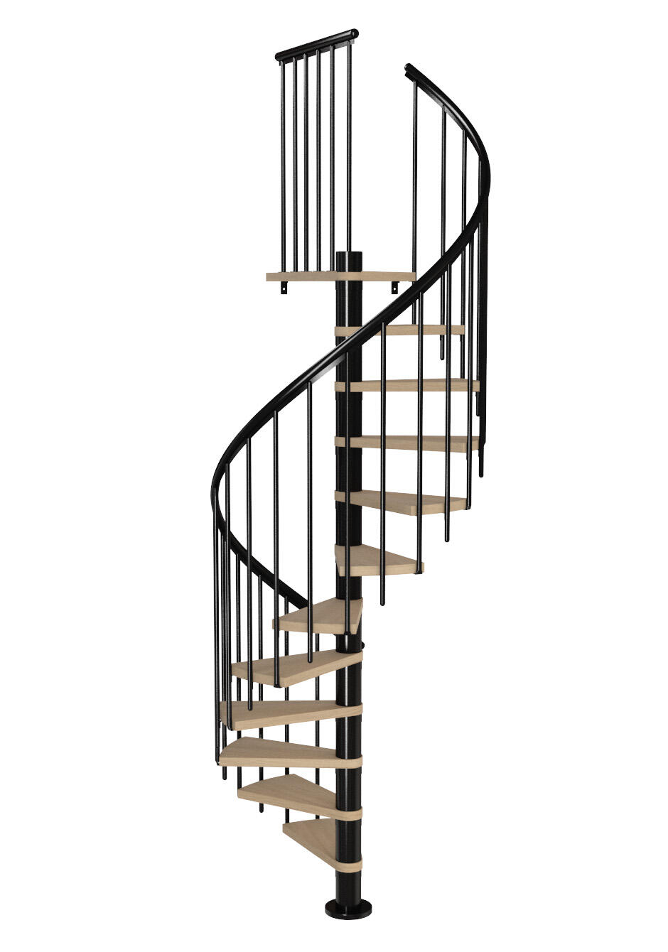 Escalier en colimaçon acier noir 13 marches hêtre huilé Ø120, Montreal classic3 - 2