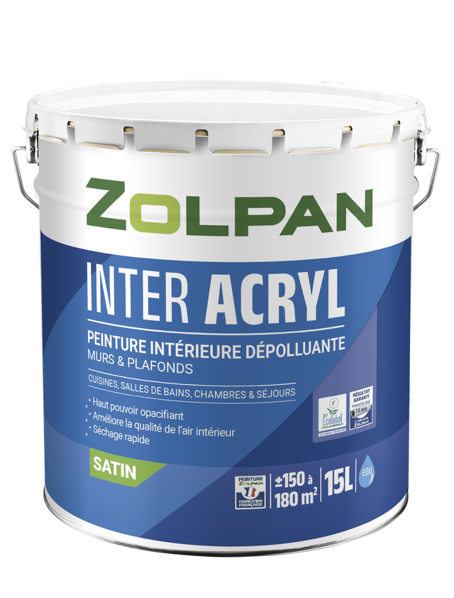 Peinture mur, plafond blanc satin ZOLPAN Inter acryl 15L