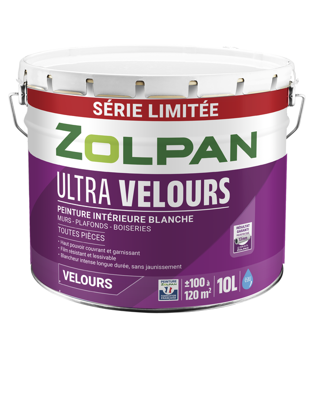 Peinture mur, plafond blanc velours ZOLPAN Zolpan ultra velours 10l 10L