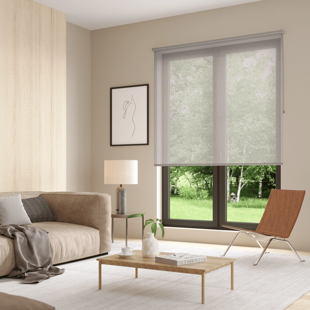 Estor enrollable translúcido con cadena Nagles poliéster liso white/granite INSPIRE de 180x250cm