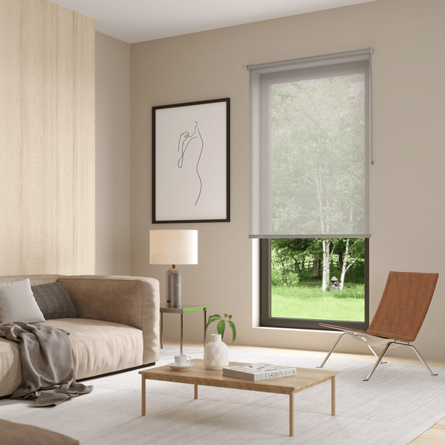 Estor enrollable translúcido con cadena Nagles poliéster liso white/granite INSPIRE de 105x250cm. Instalación sin taladrar