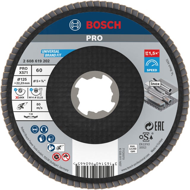 Disque à lamelles pour meuleuse X-Lock Diam.125 mm grain 60 - BOSCH PROFESSIONNEL