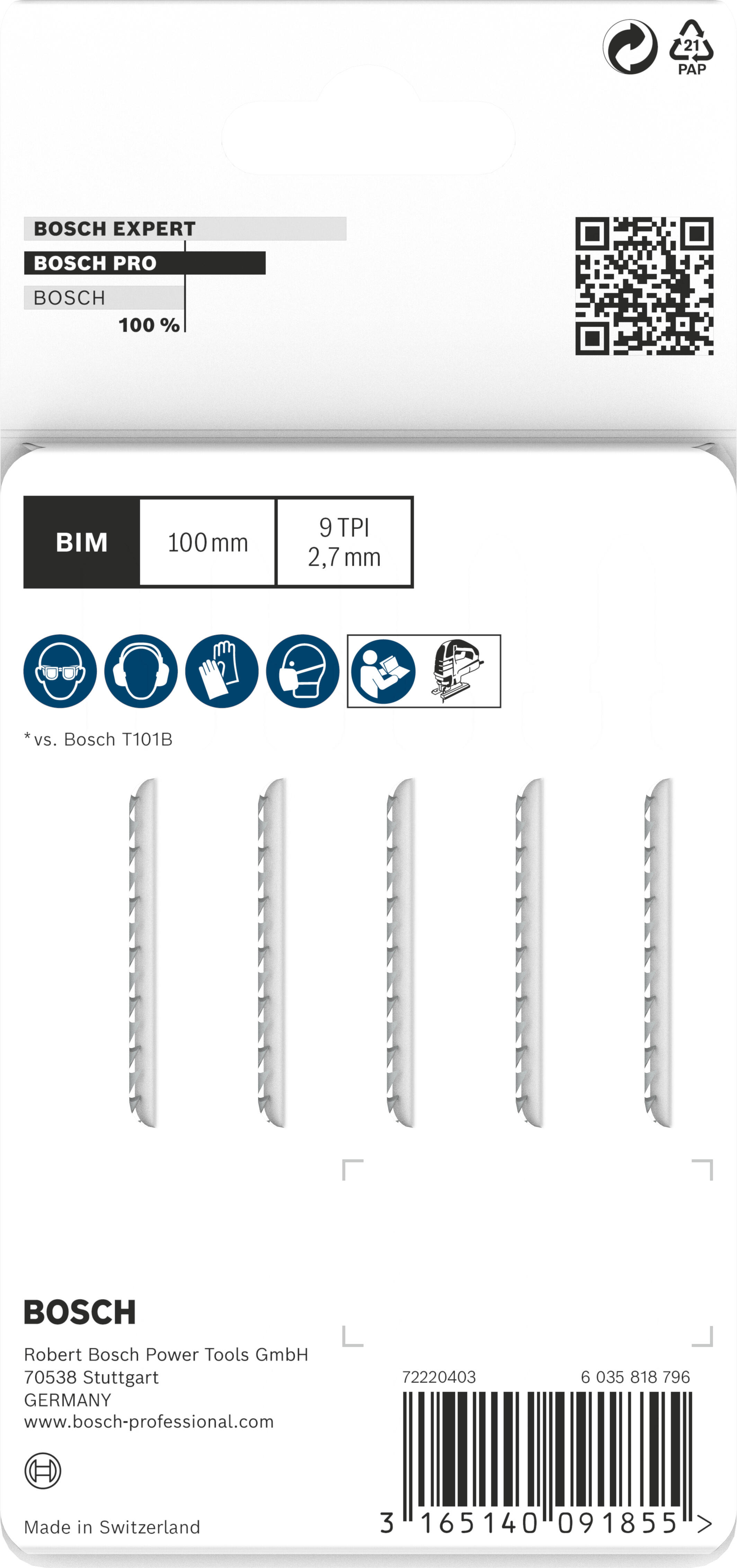 Lot 5 lames scie sauteuse t101bf - 2608634234 BOSCH - 2