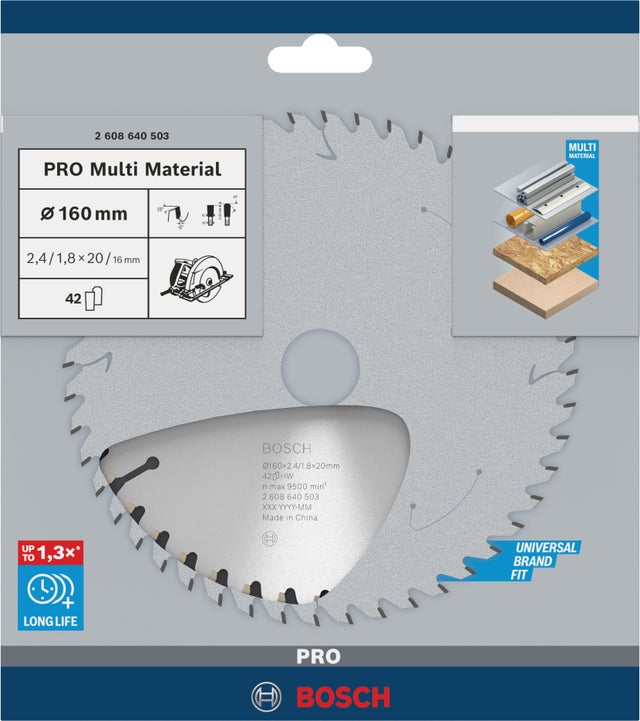 Lame scie circulaire multi-matériaux Diam.160 mm - 2608640503 BOSCH