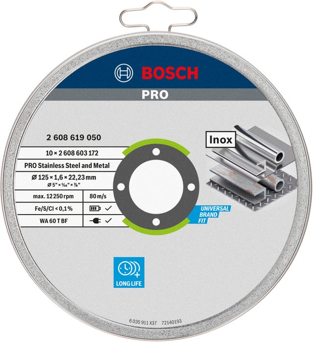 Disques à tronçonner pour inox Diam.125 mm lot de 10 - BOSCH