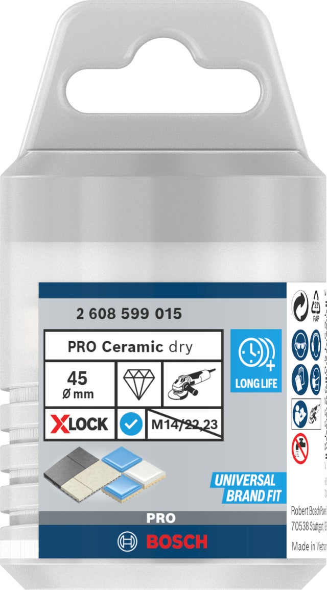 Trépan carrelage diamant Dry speed X-Lock Diam.45 mm pour meuleuse X-LOCK - BOSCH