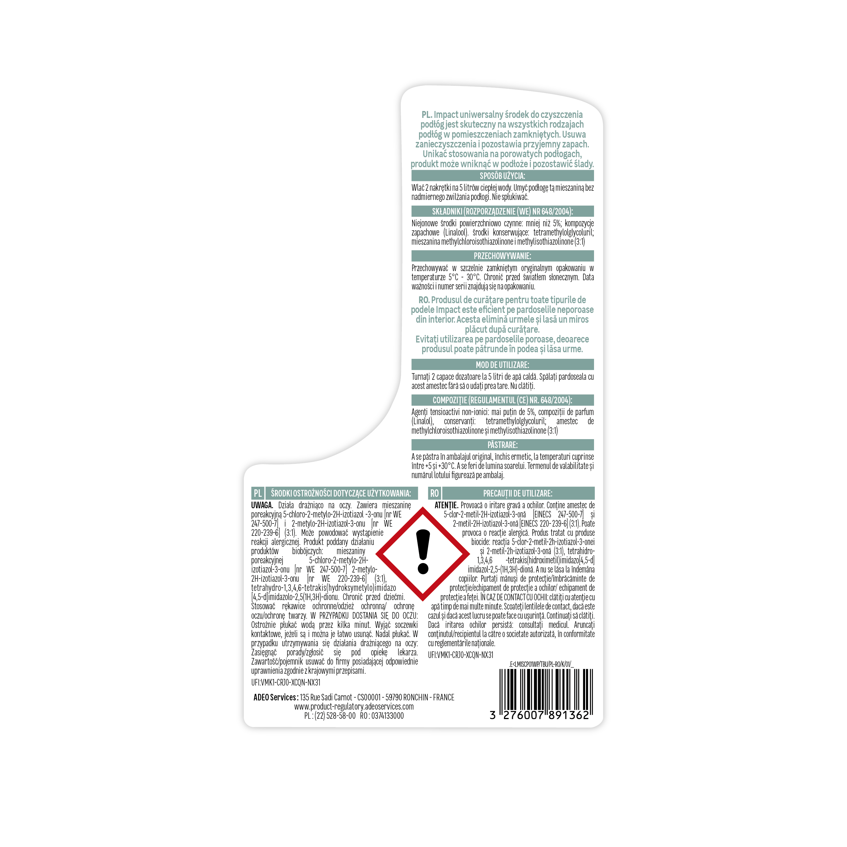 Uniwersalny środek czyszczący do podłóg z woskiem pszczelim 1 l Impact - 4