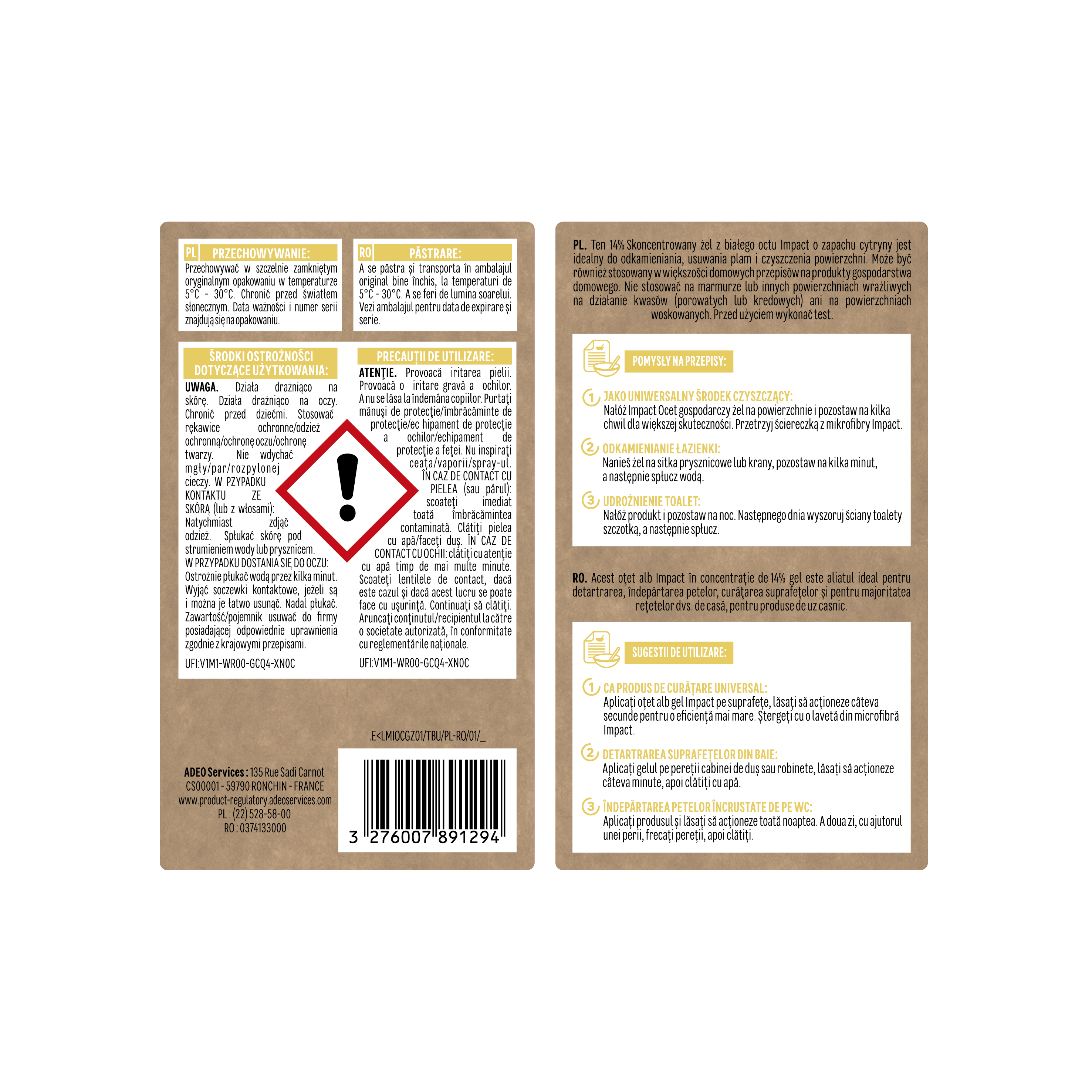 Ocet gospodarczy w żelu 14% 1 l Impact - 4