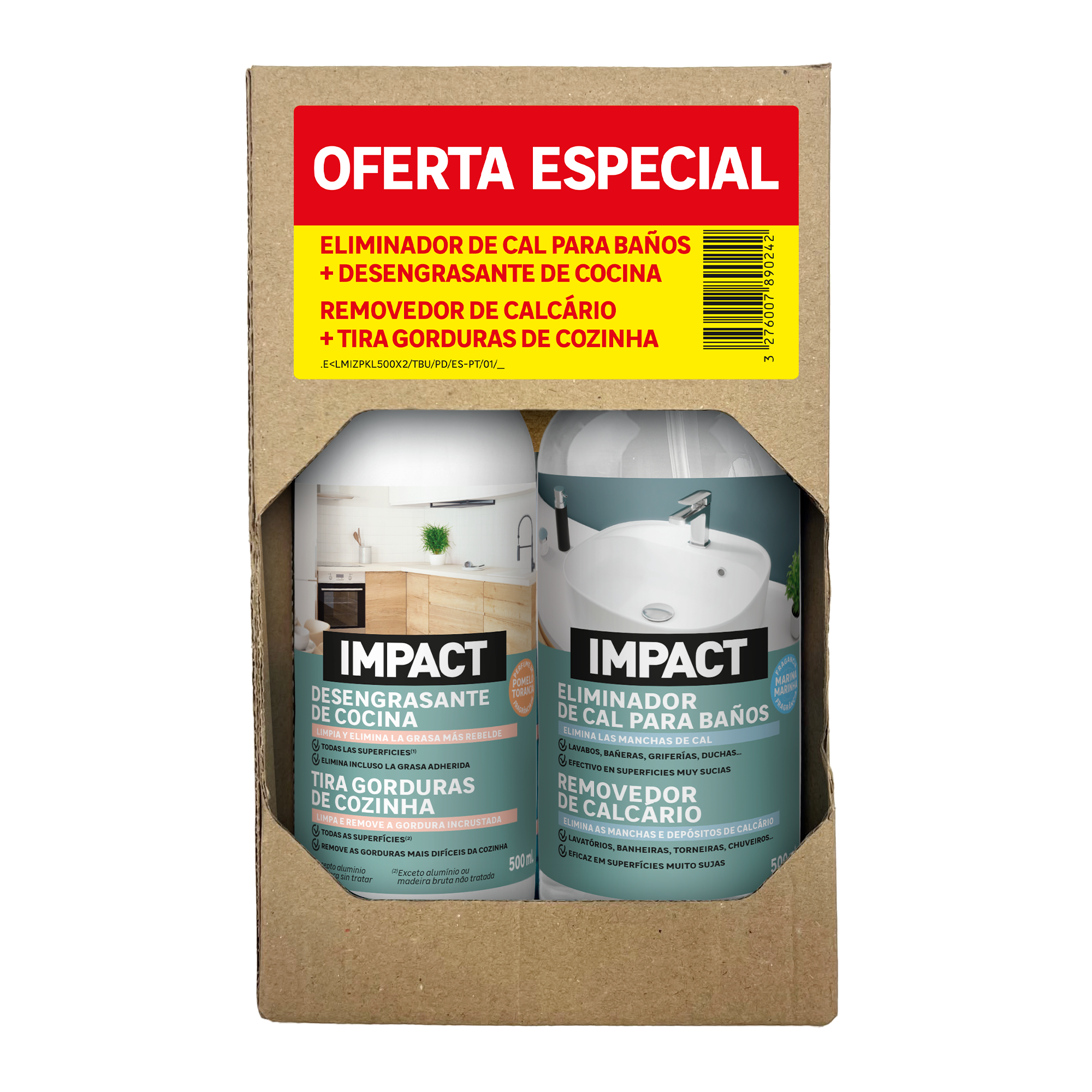 Pack de 2 limpiadores para cocinas + baños IMPACT 500ml - 2