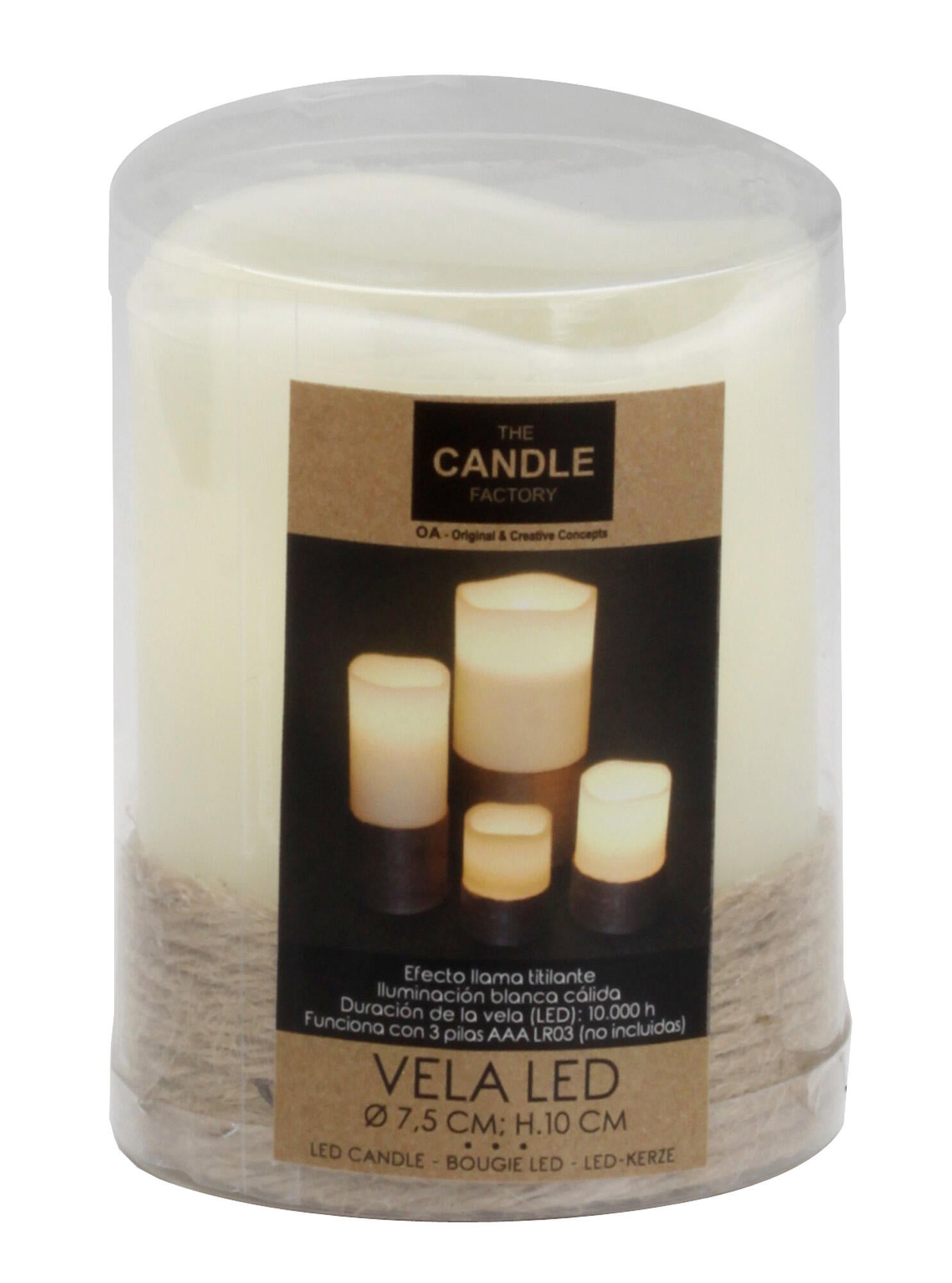 Pack de 3 velas LED base cuerda - 3