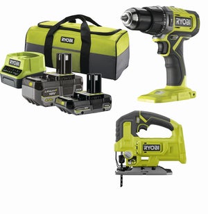 Pack de 2 outils sans fils RYOBI Rck182-242sl, 2 batteries 4Ah, 2Ah