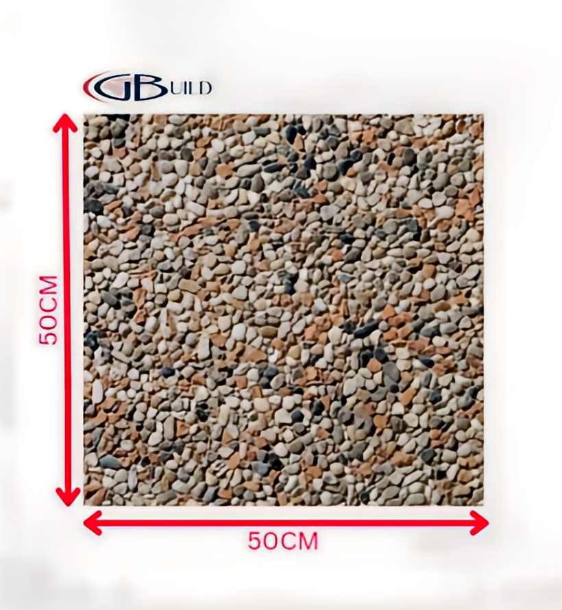 Lastra di cemento Ghiaino lavato rosso L 50 x L 50 cm, spessore 32 mm - 3