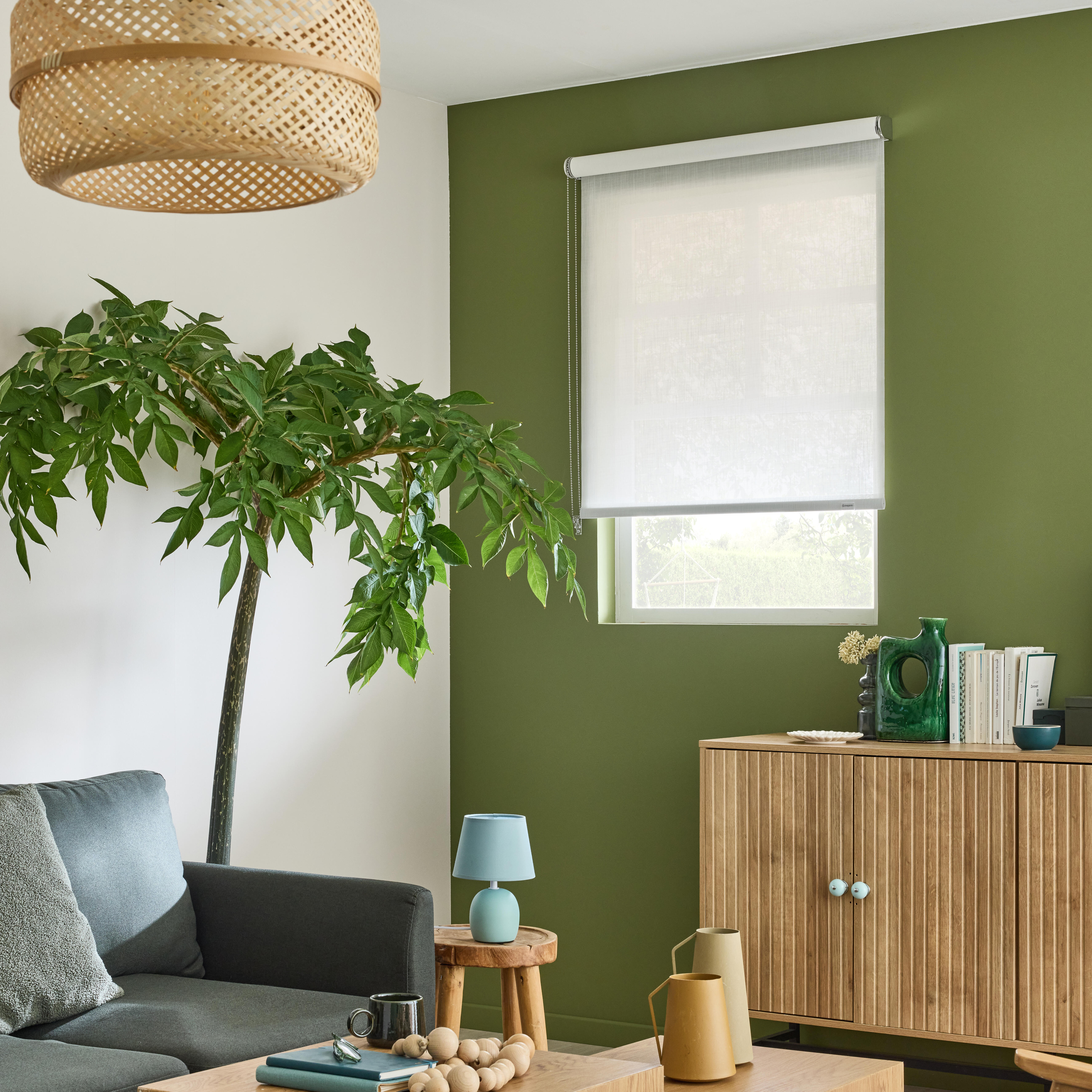 Estor enrollable opaco Malawi de 90x250 poliéster liso blanco INSPIRE con cadena. Instalación sin taladrar - 12