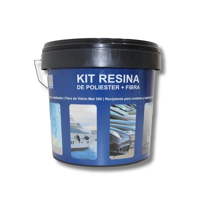 KIT POLIÉSTER RESINA + PERÓXIDO + FIBRA DE VIDRO REGARSA 1KG