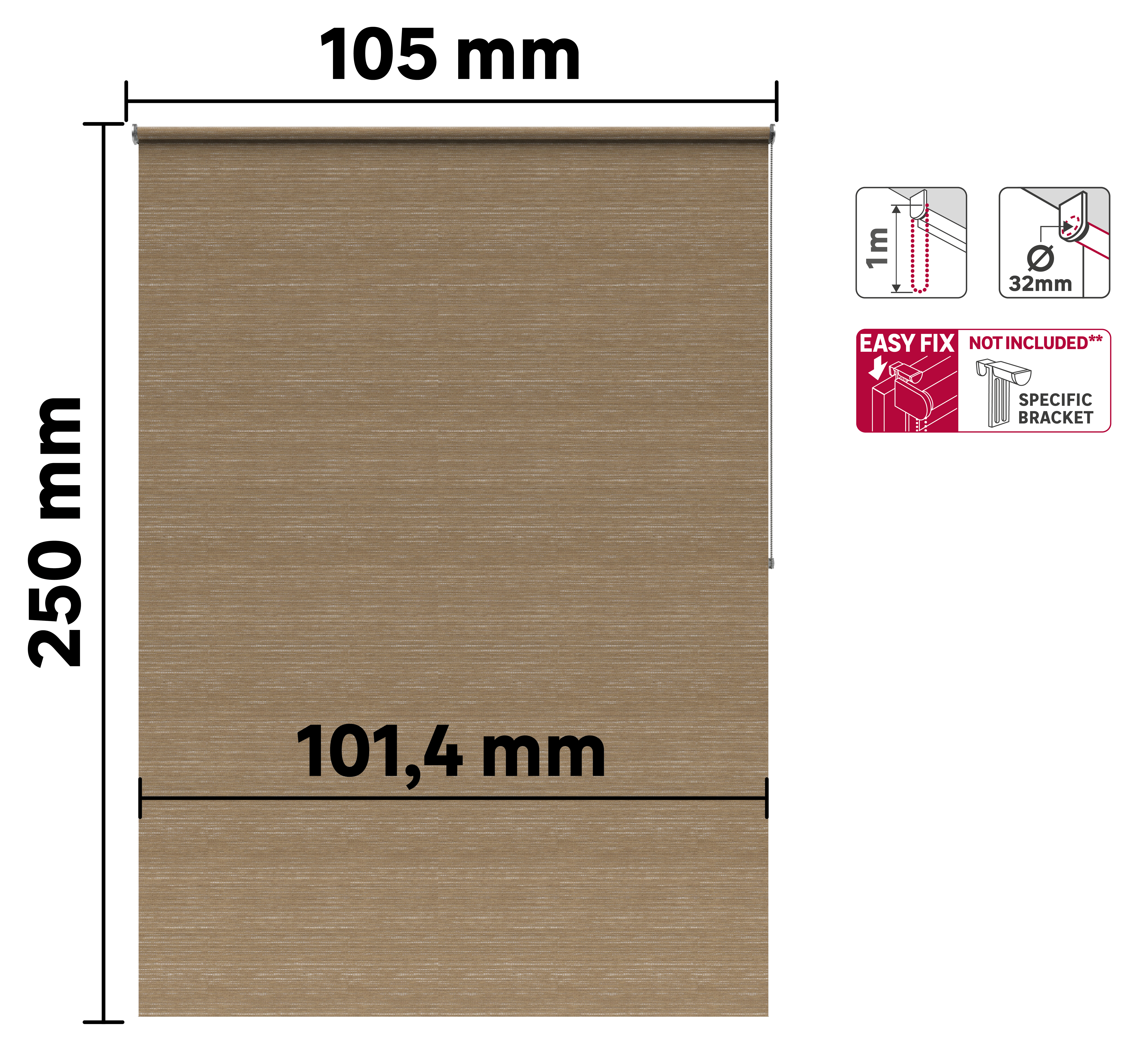 Estor enrollable translúcido Rimo de 105x250 yute liso natural INSPIRE con cadena No - 2