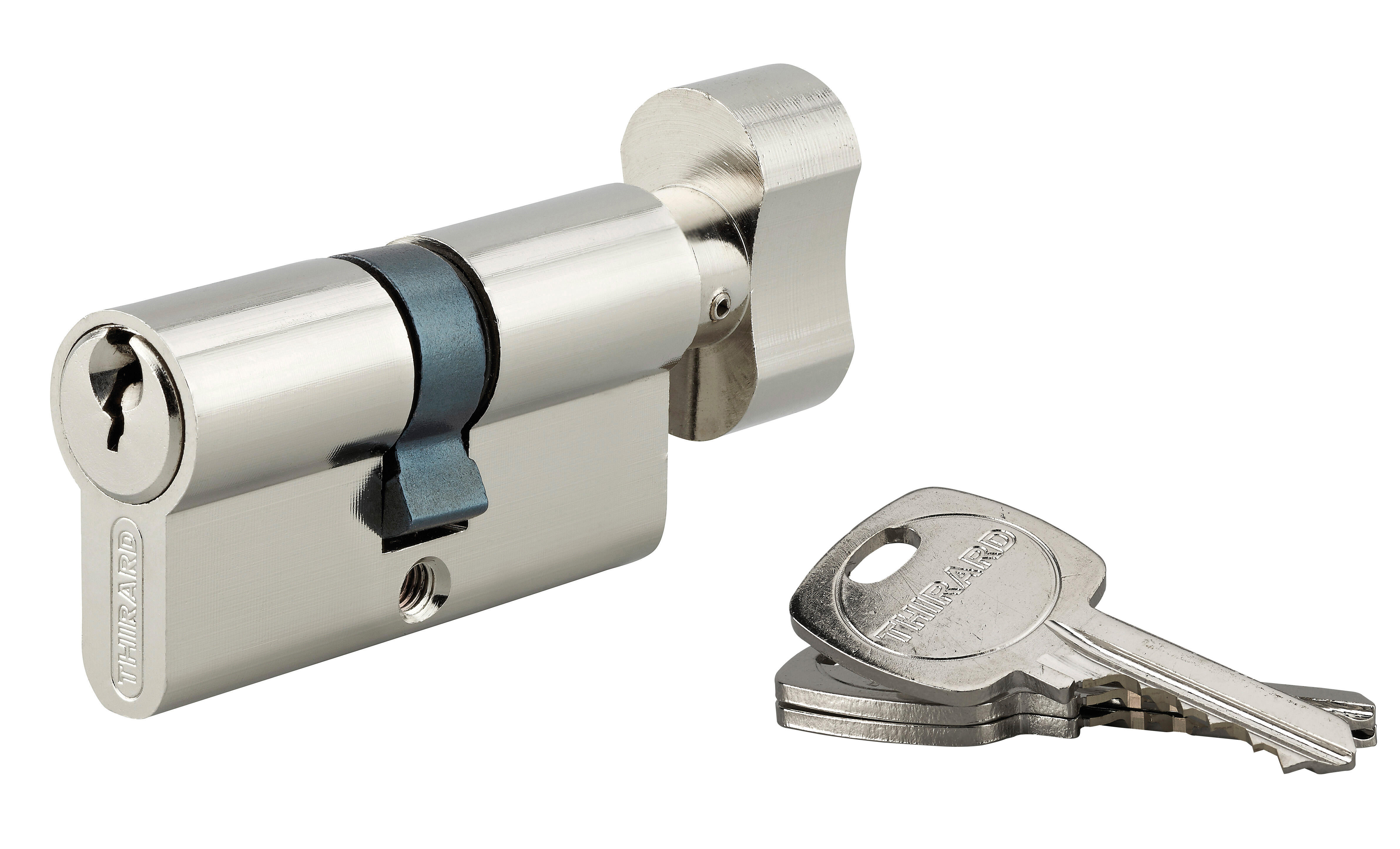 Cylindre STANDARD bouton 30 x 30 mm acier nickelé 3 clés - THIRARD - 3