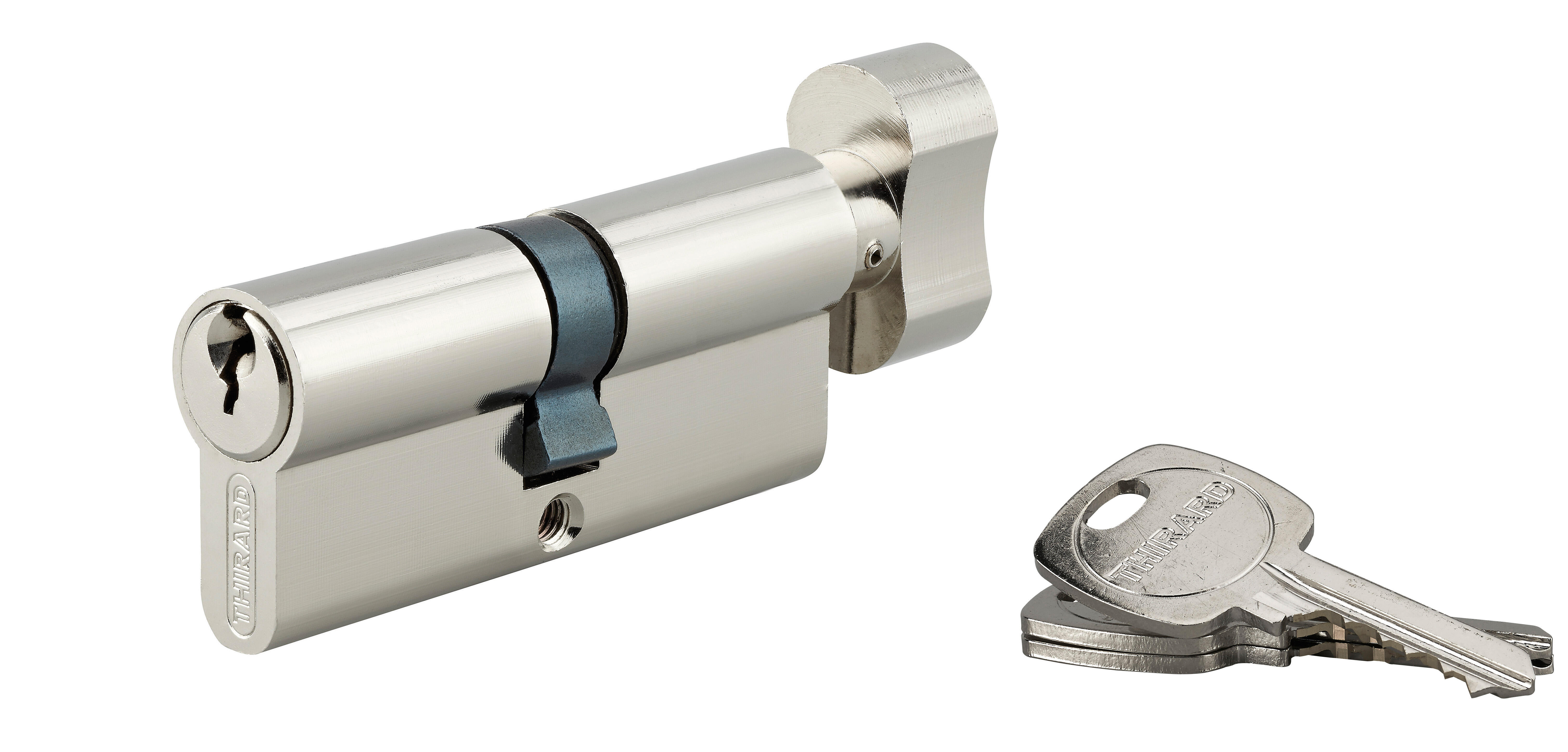 Cylindre STANDARD bouton 30 x 40 mm acier nickelé 3 clés - THIRARD - 3