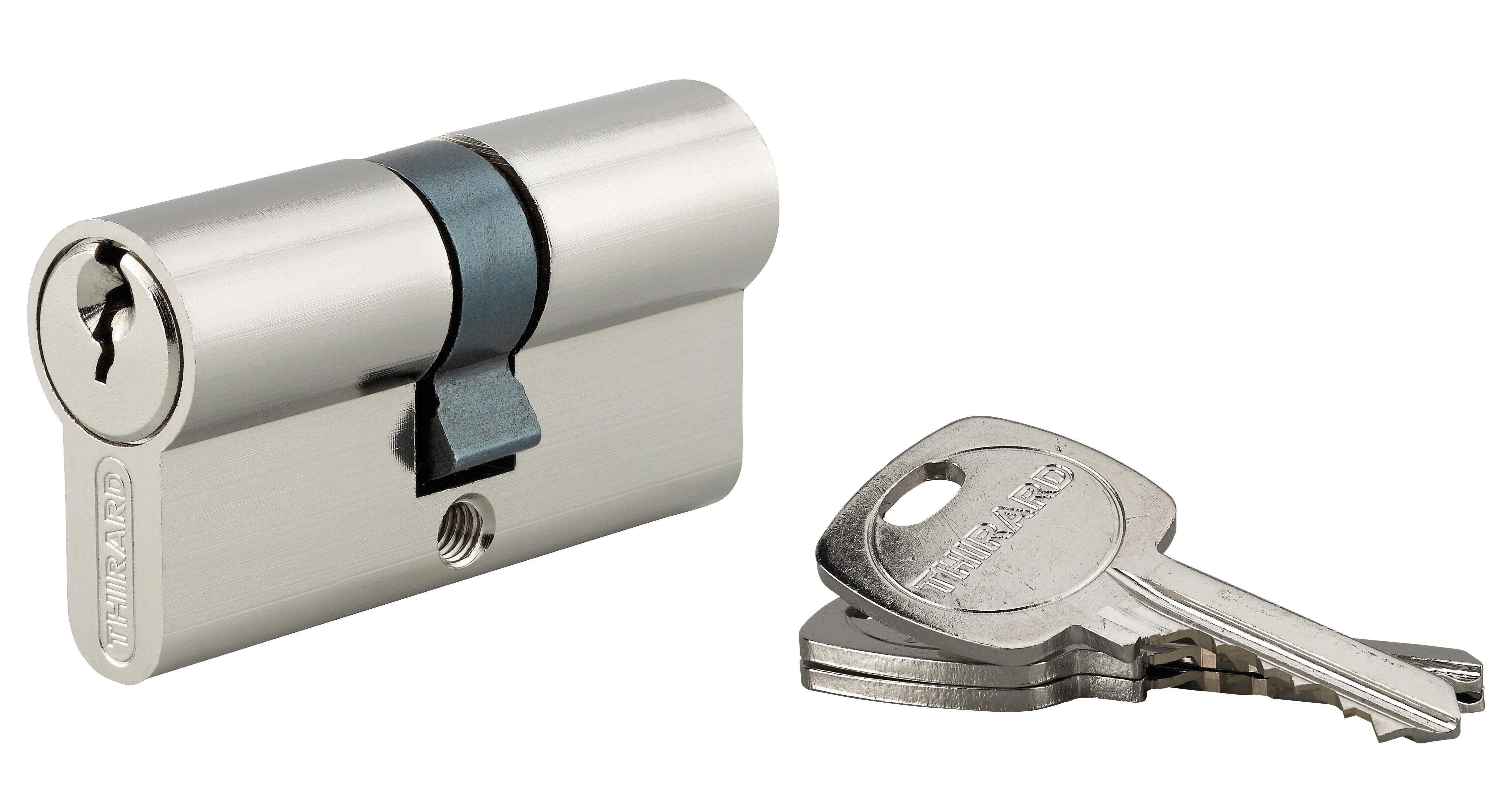 Cylindre STANDARD 30 x 30 mm acier nickelé 3 clés - THIRARD - 3