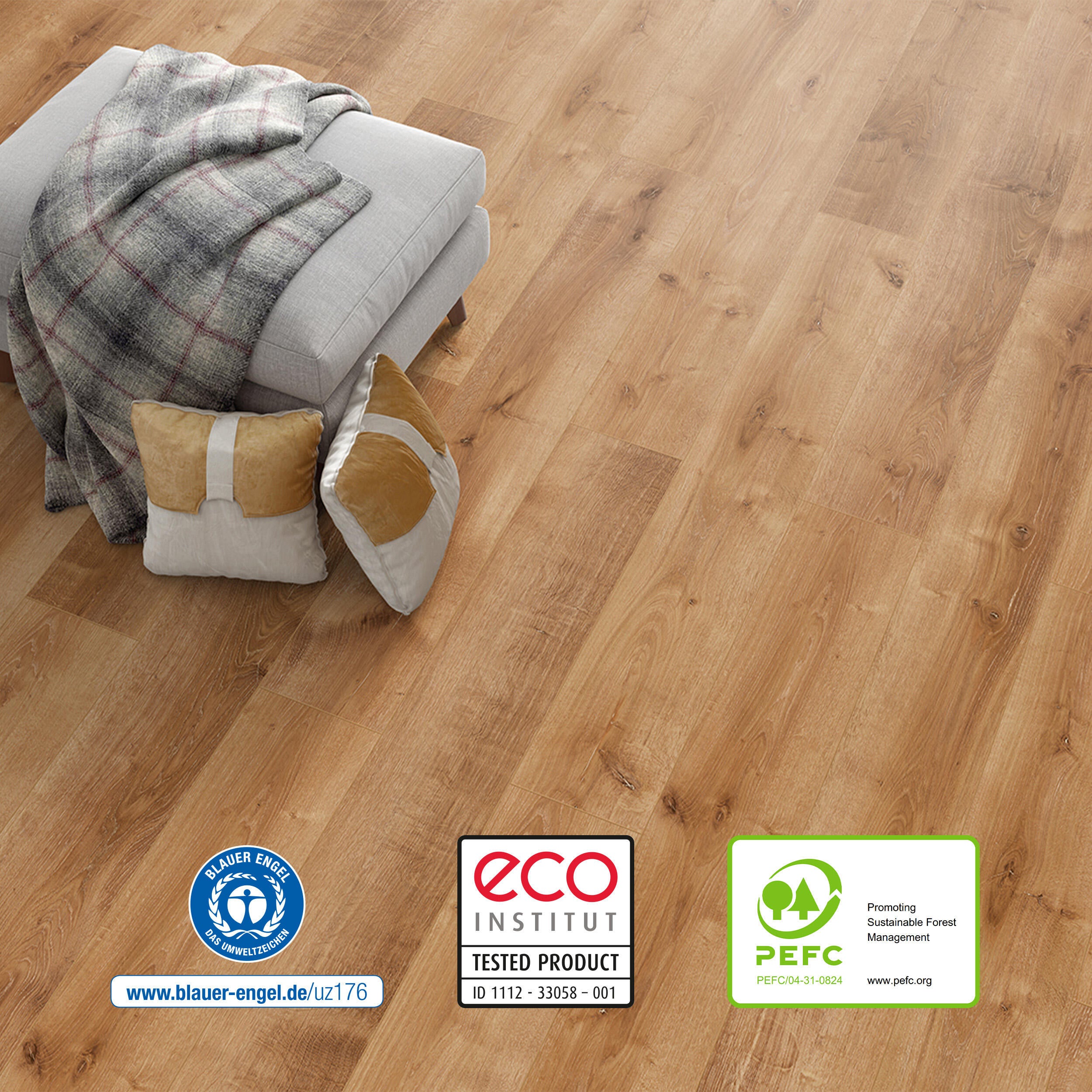 Pavimento laminato effetto legno larice chiaro, AC4 classe 32, sp. 8 mm, ARTENS Westport, 1.99 m² - 50
