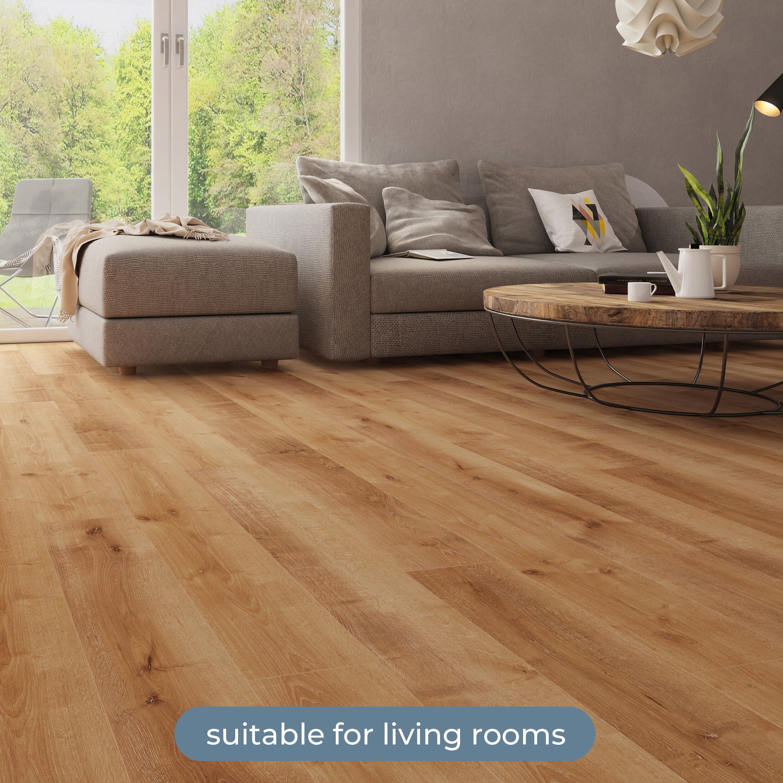 Pavimento laminato effetto legno larice chiaro, AC4 classe 32, sp. 8 mm, ARTENS Westport, 1.99 m² - 48