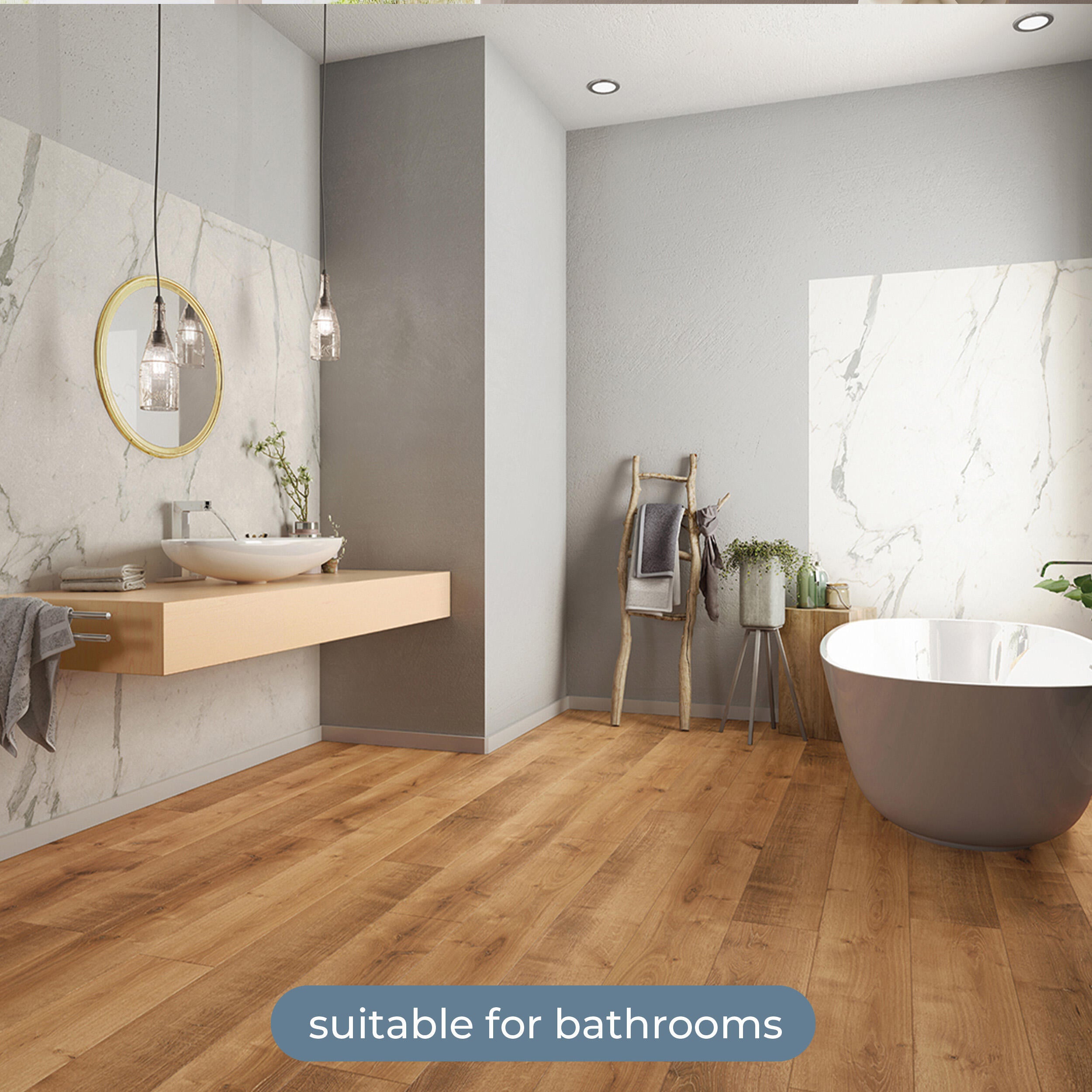 Pavimento laminato effetto legno larice chiaro, AC4 classe 32, sp. 8 mm, ARTENS Westport, 1.99 m² - 43
