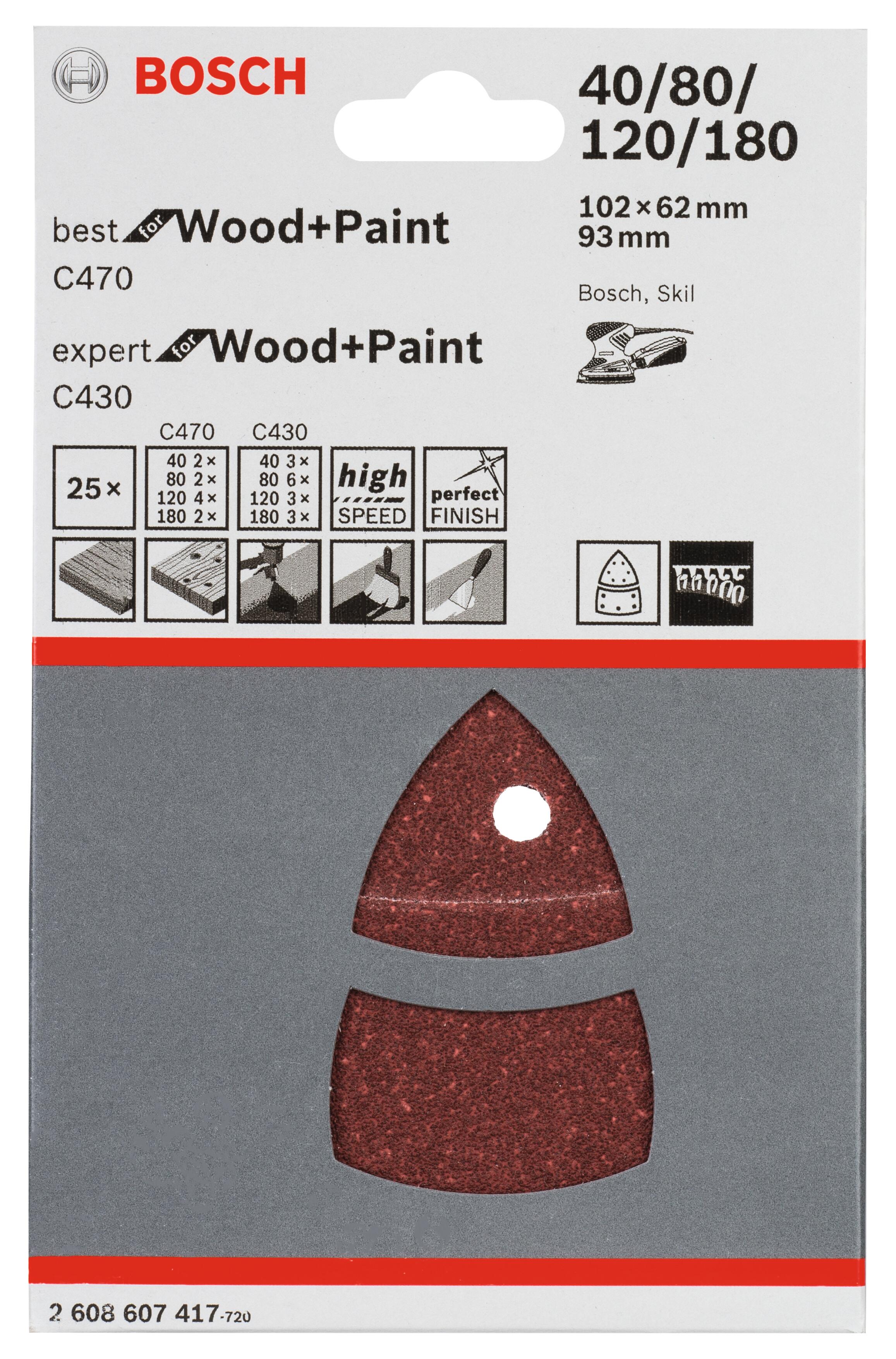 Papier abrasif pour ponceuse delta 102x152 mm lot de 25 - BOSCH - 2