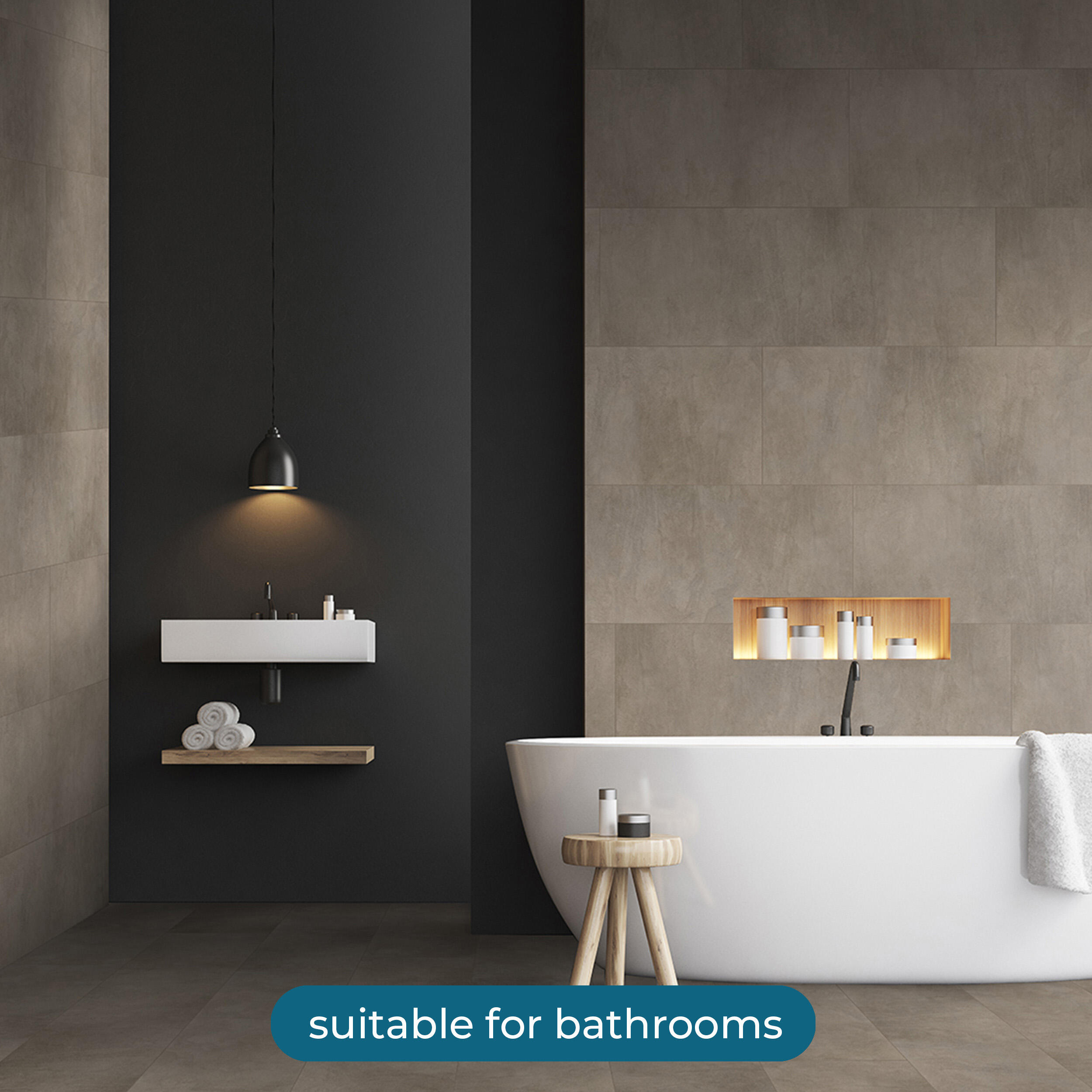 SPC da incollare per pavimento e rivestimento Mid marrone medio Sp 3 mm CERAMIN 3.7 m² - 8