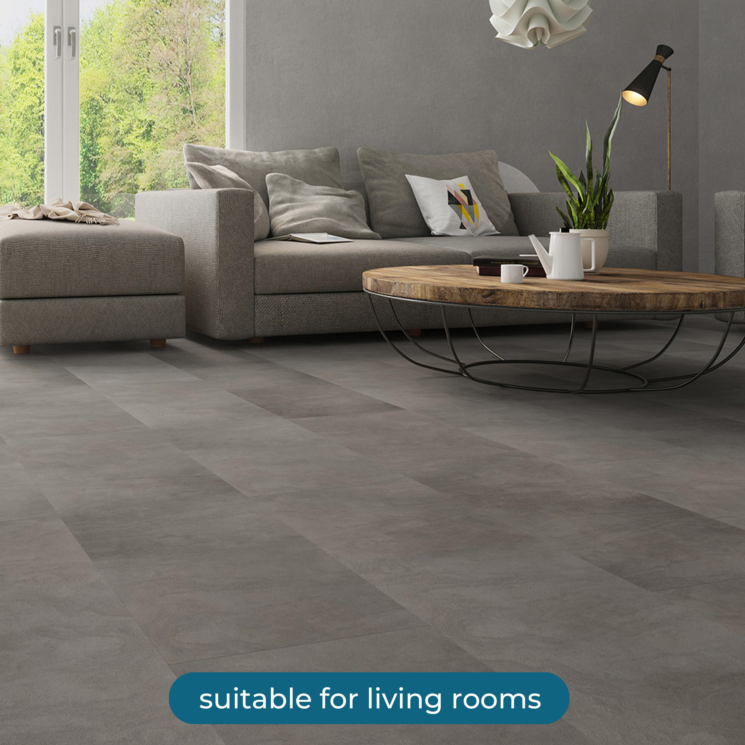 SPC da incollare per pavimento e rivestimento Mid marrone medio Sp 3 mm CERAMIN 3.7 m² - 3