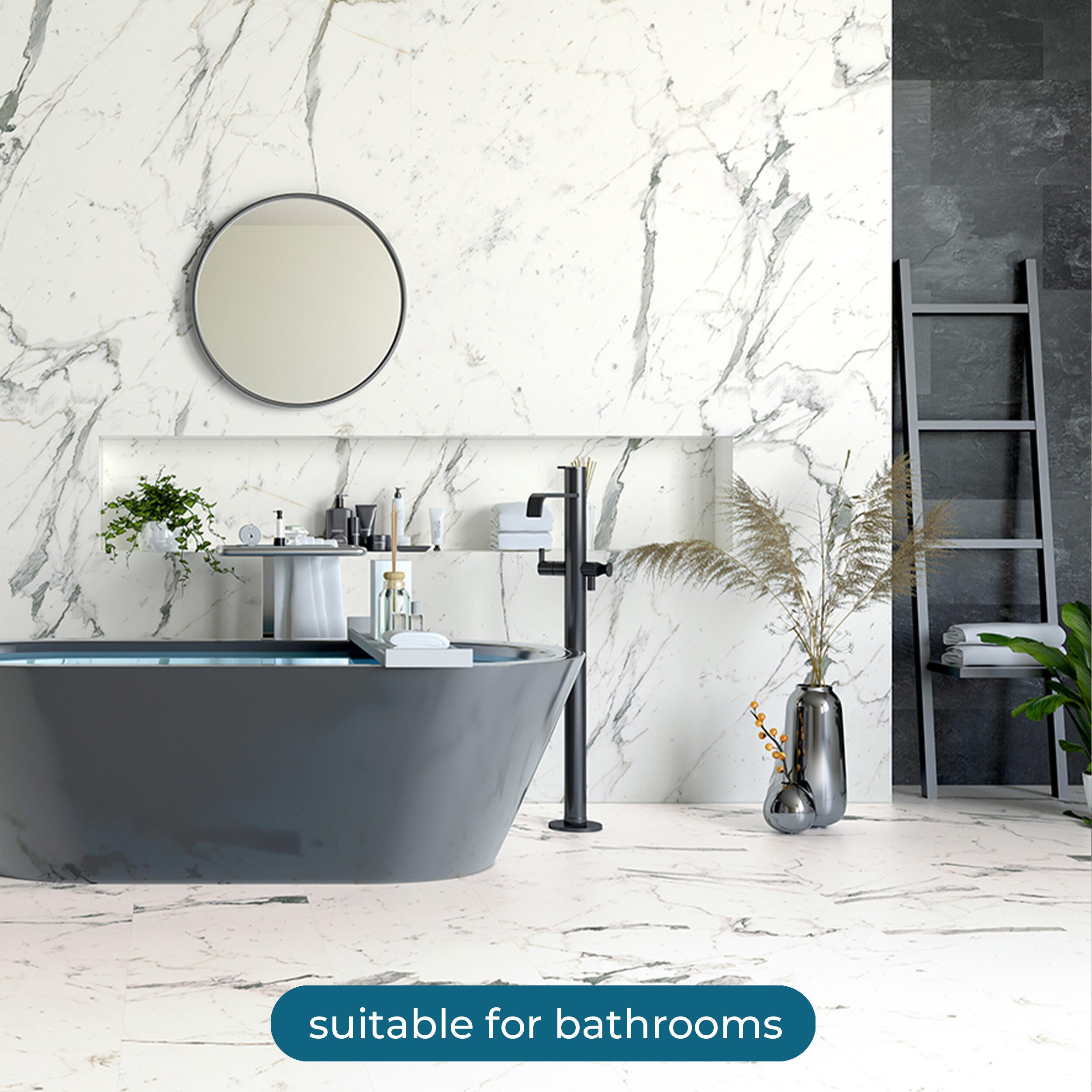 SPC da incollare per pavimento e rivestimento Carrara bianco Sp 3 mm CERAMIN 3.7 m² - 11