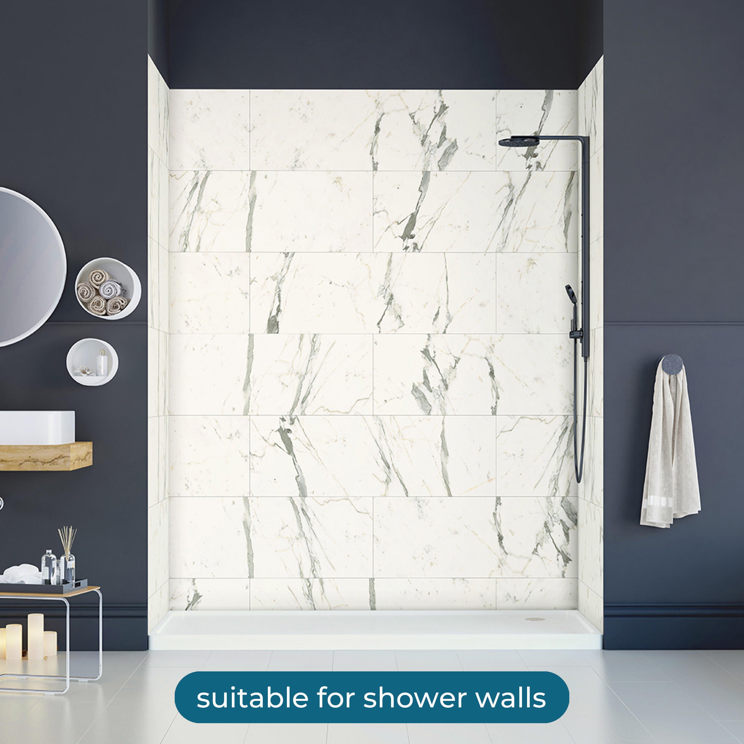 SPC da incollare per pavimento e rivestimento Carrara bianco Sp 3 mm CERAMIN 3.7 m² - 9