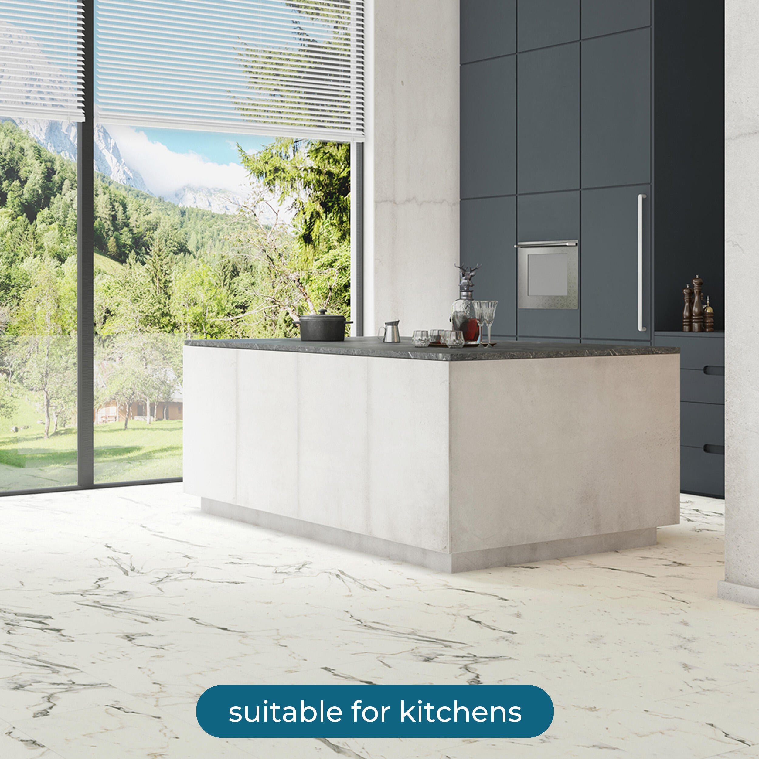 SPC da incollare per pavimento e rivestimento Carrara bianco Sp 3 mm CERAMIN 3.7 m² - 6