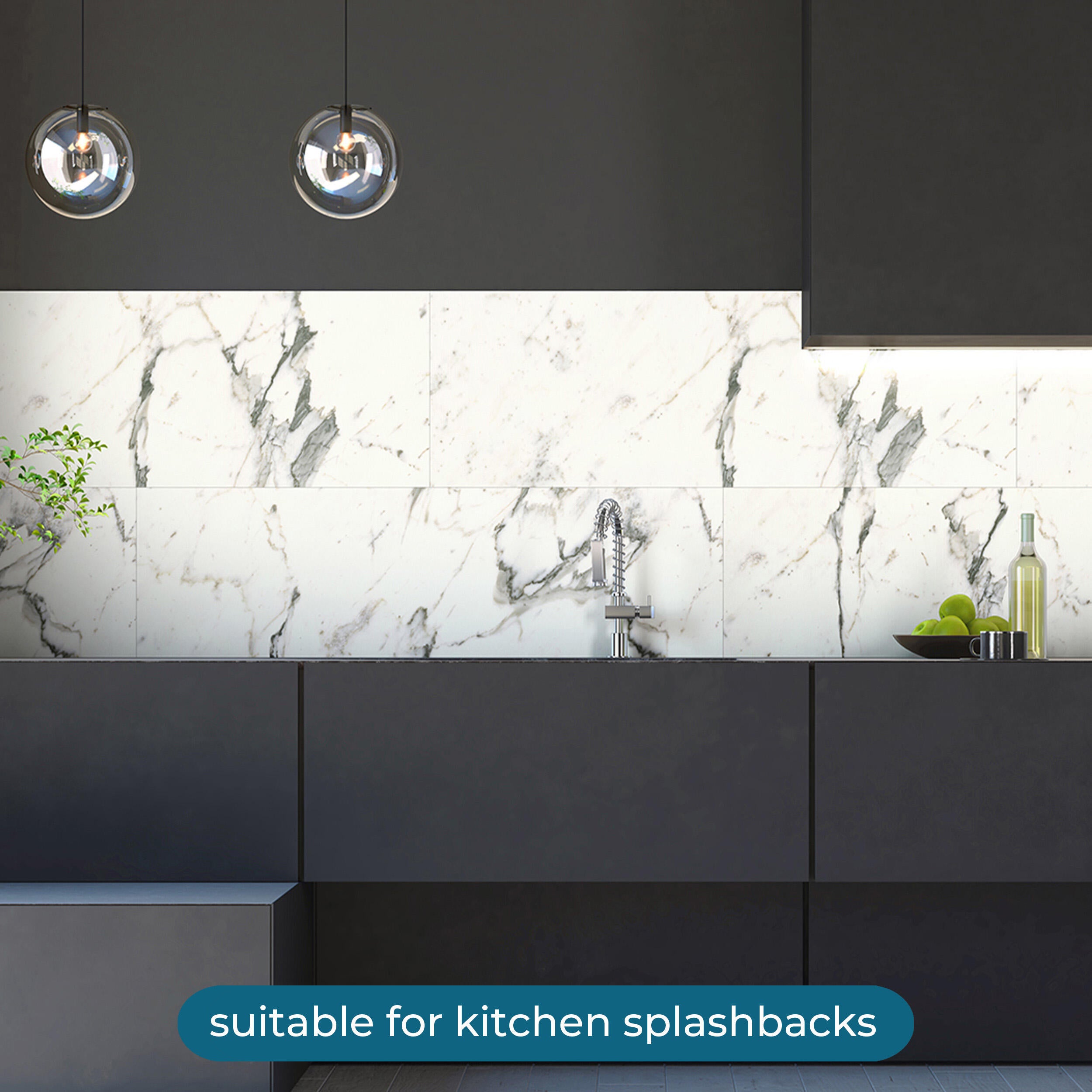 SPC da incollare per pavimento e rivestimento Carrara bianco Sp 3 mm CERAMIN 3.7 m² - 5