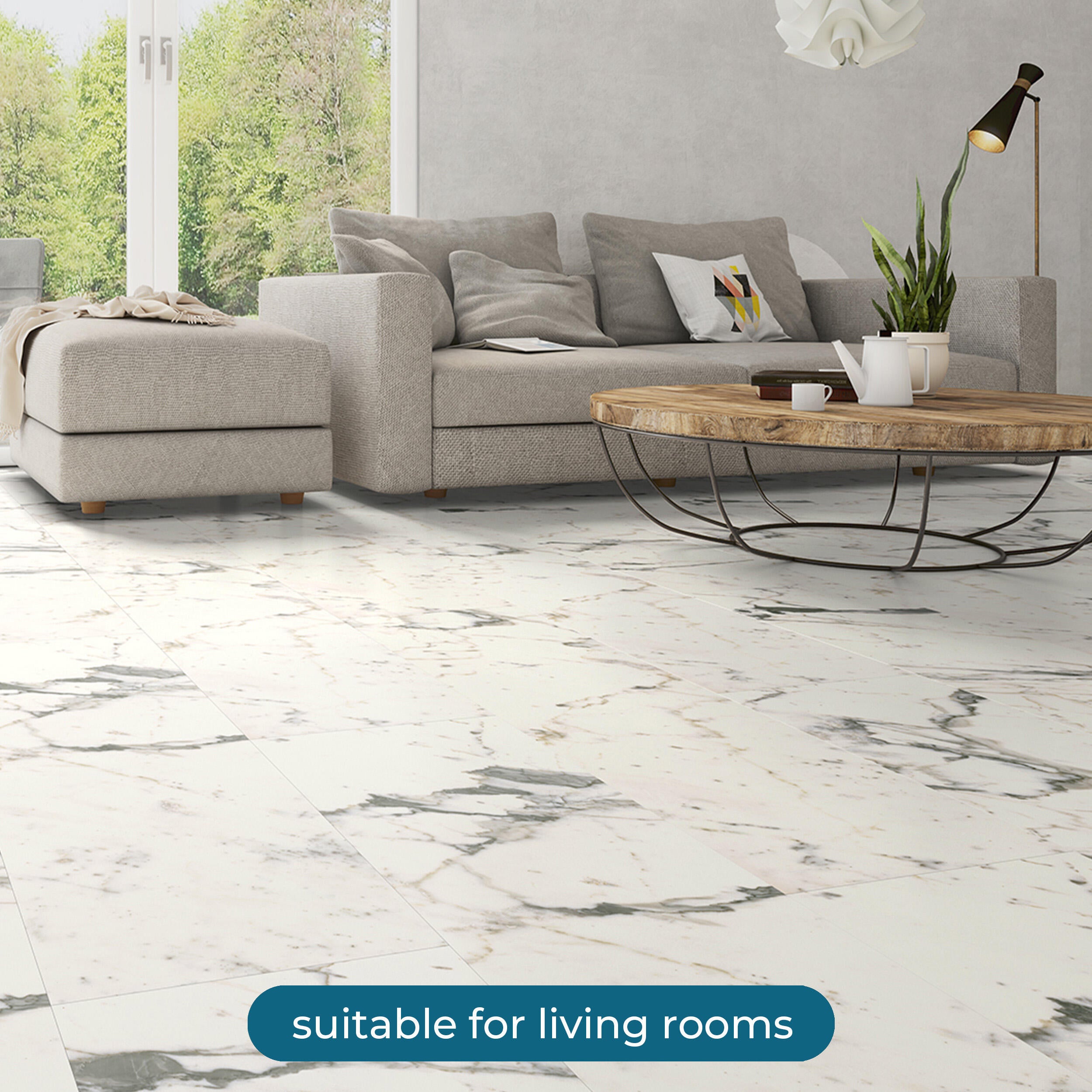 SPC da incollare per pavimento e rivestimento Carrara bianco Sp 3 mm CERAMIN 3.7 m² - 4