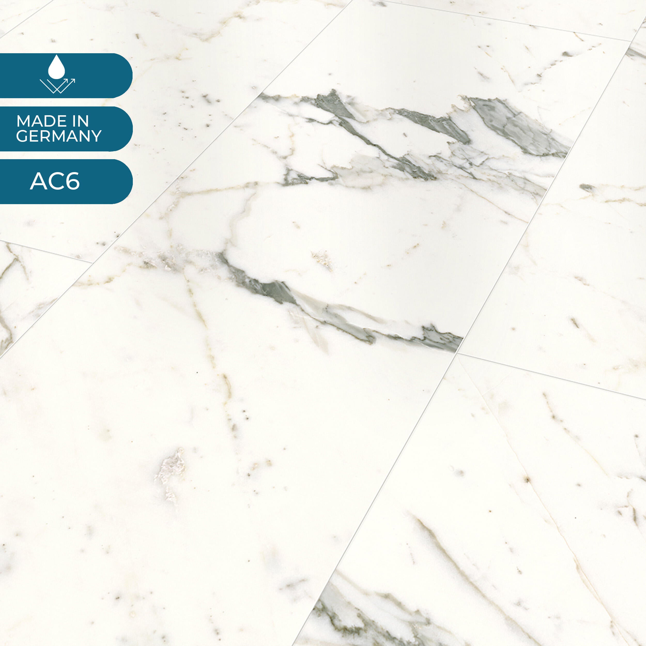 SPC da incollare per pavimento e rivestimento Carrara bianco Sp 3 mm CERAMIN 3.7 m² - 3