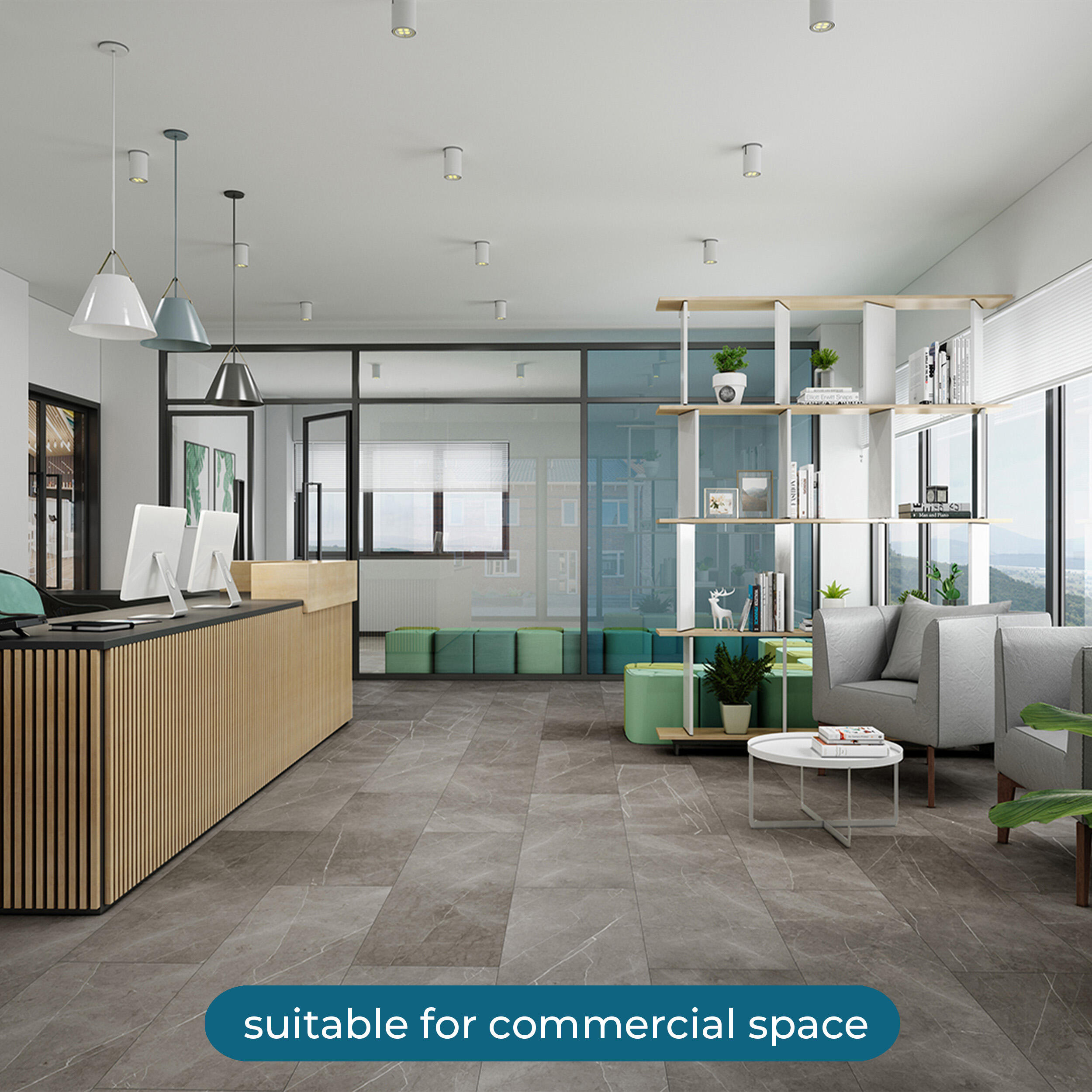 SPC da incollare per pavimento e rivestimento Magalan grigio Sp 3 mm CERAMIN 3.7 m² - 9