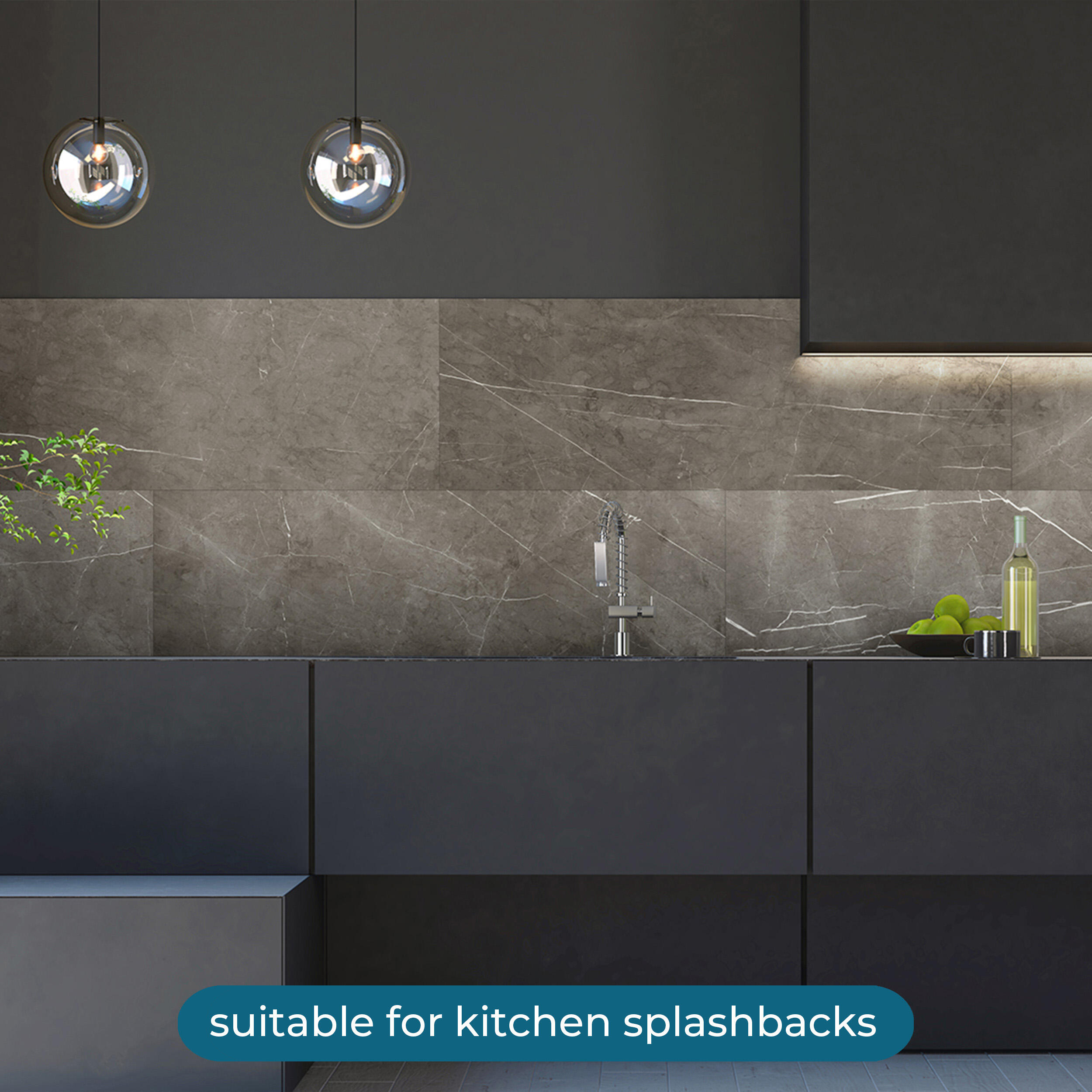 SPC da incollare per pavimento e rivestimento Magalan grigio Sp 3 mm CERAMIN 3.7 m² - 6