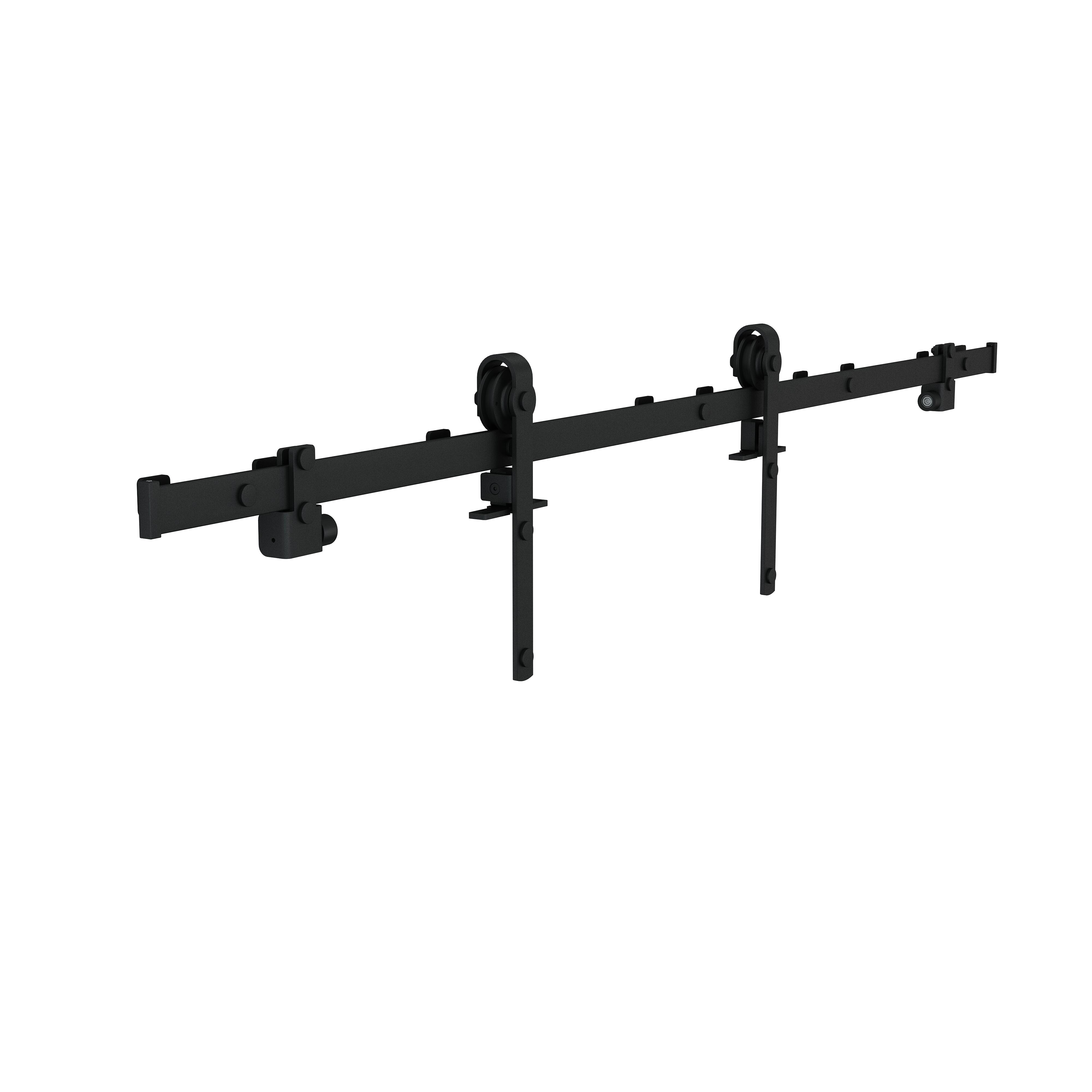 Rail coulissant Factory noir sablé, pour porte largeur 93 cm max, ARTENS - 2