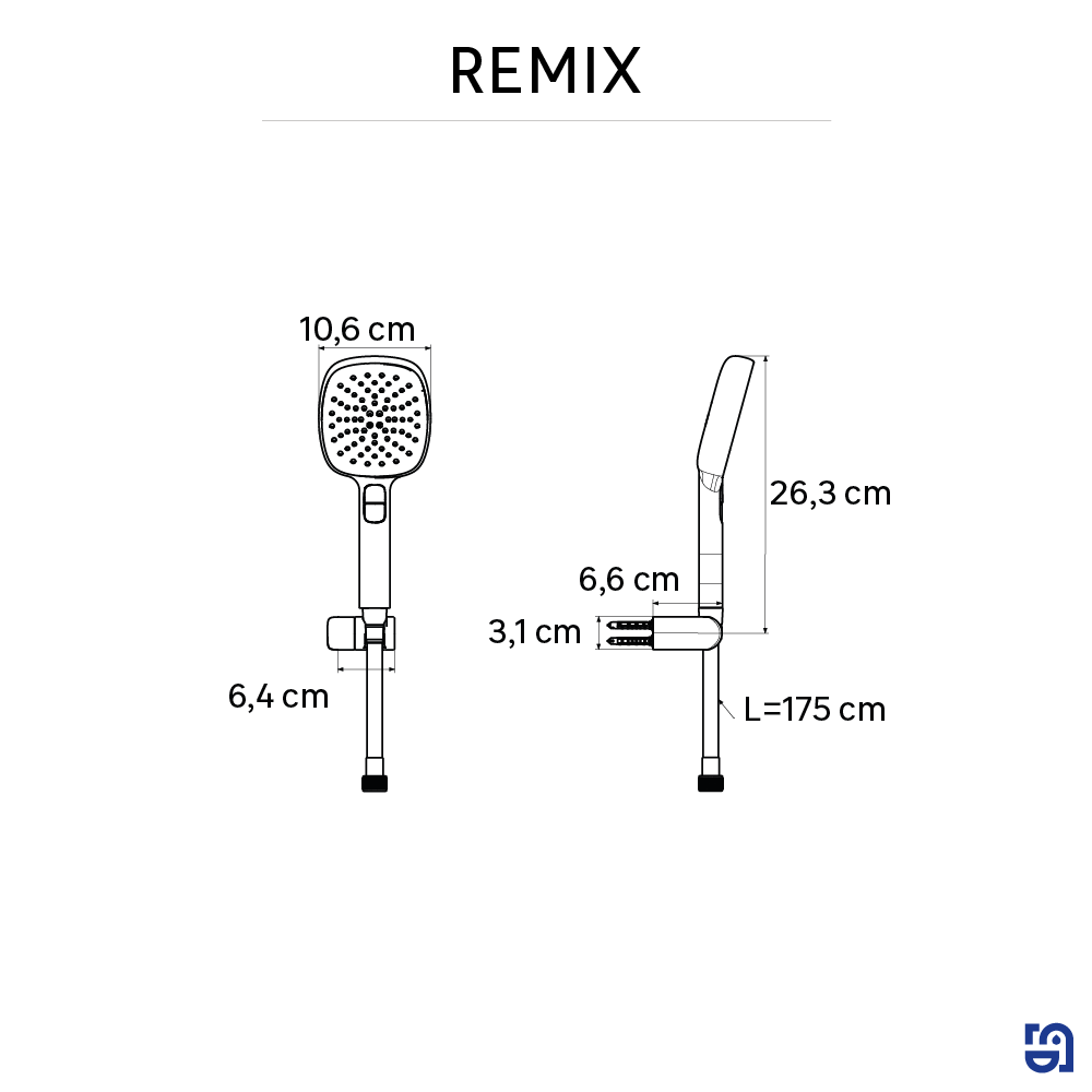 Alcachofa de ducha + flexo + soporte SENSEA Remix cromado con 3 funciones - 8