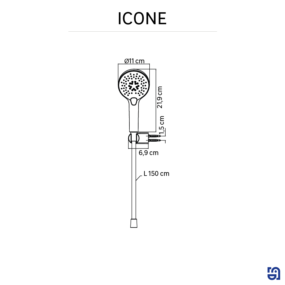 Alcachofa de ducha + flexo + soporte SENSEA Icone negro con 3 funciones - 7