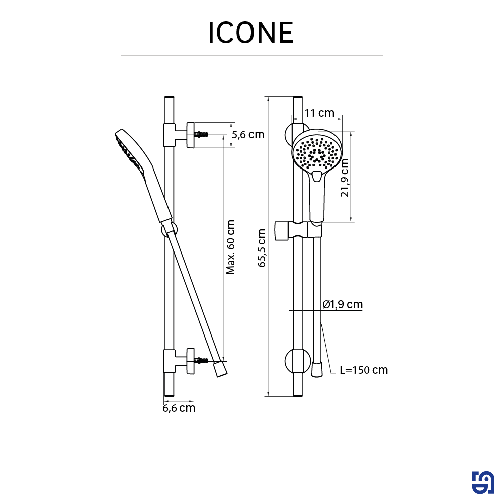 Alcachofa de ducha + flexo + barra SENSEA Icone oro con 3 funciones - 9